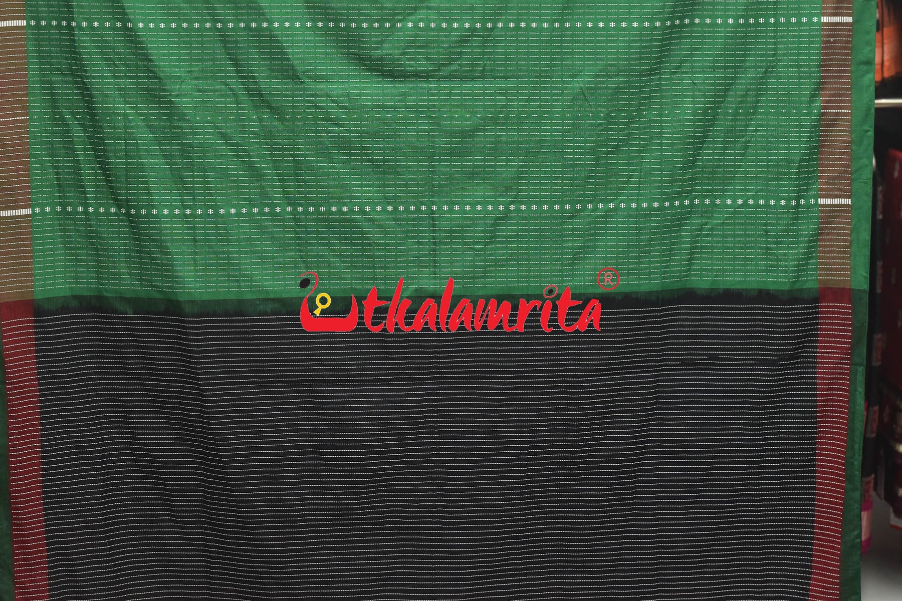 Green Dhalapathar Konark Chakra Cotton Saree