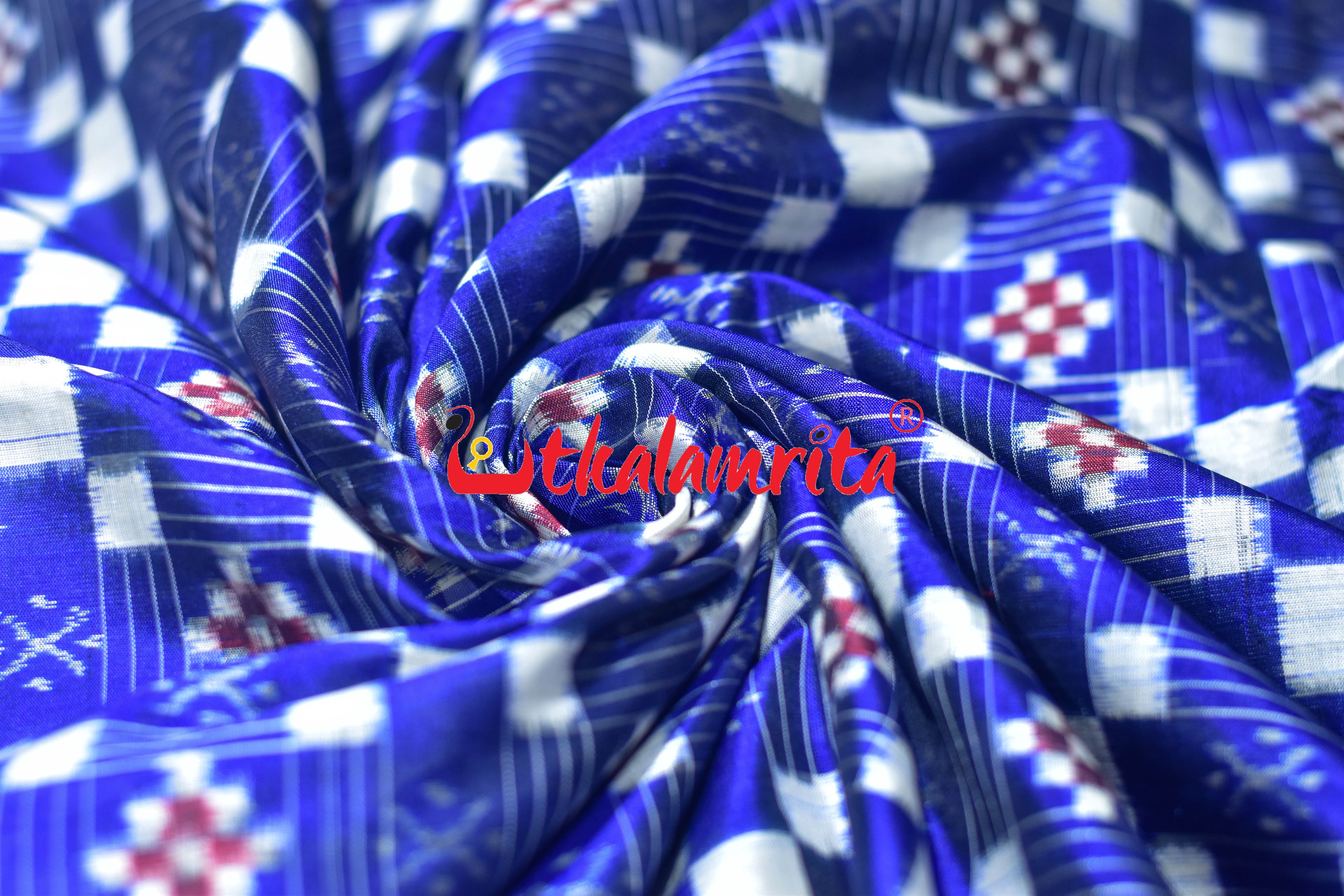 Blue White Kothi Pasapali Silk (Fabric)