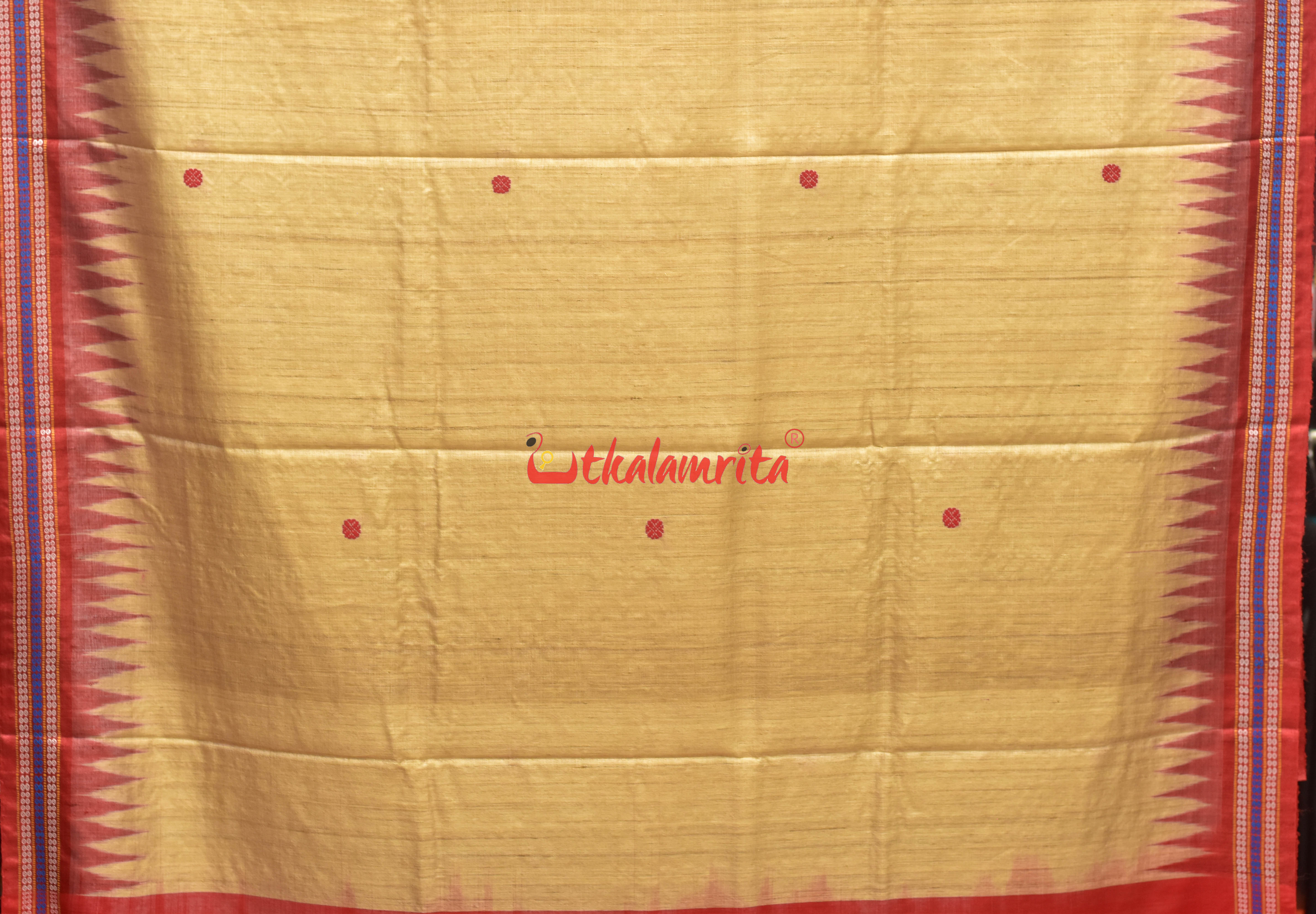 Natural Red Rudraksha Border Jaala Anchal Tussar Saree