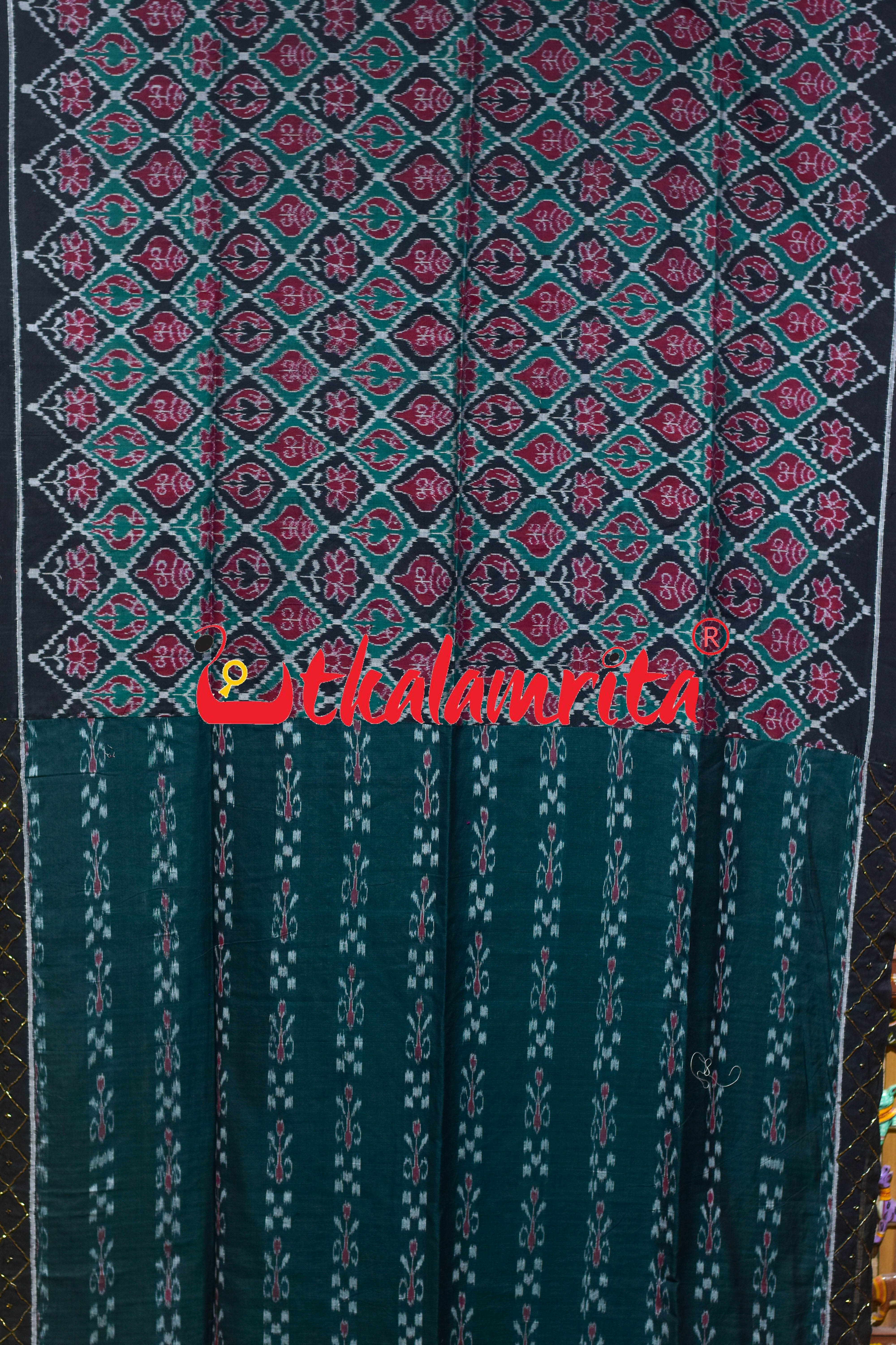 Fish Sankha Black Designer Sambalpuri Cotton Saree