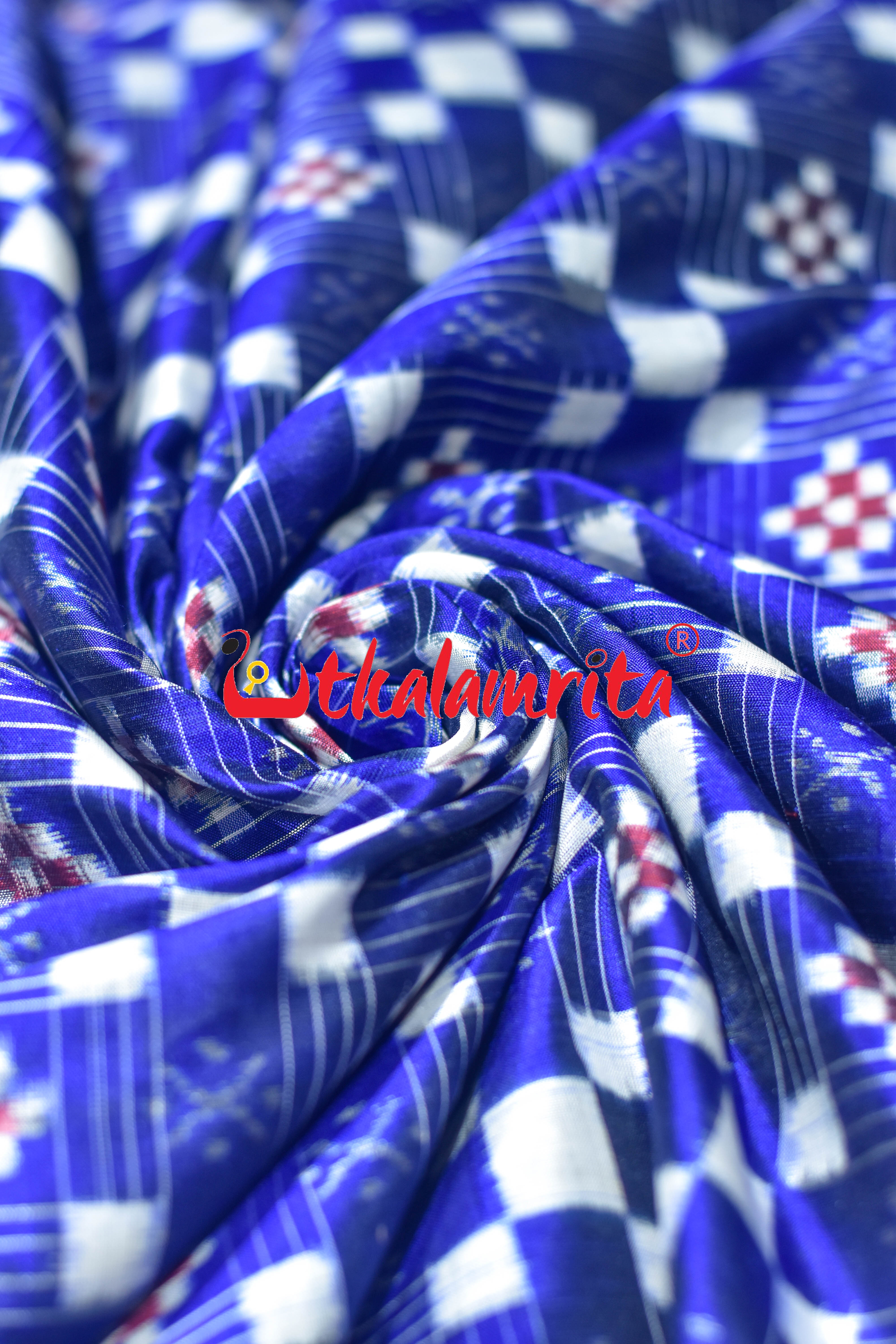 Blue White Kothi Pasapali Silk (Fabric)