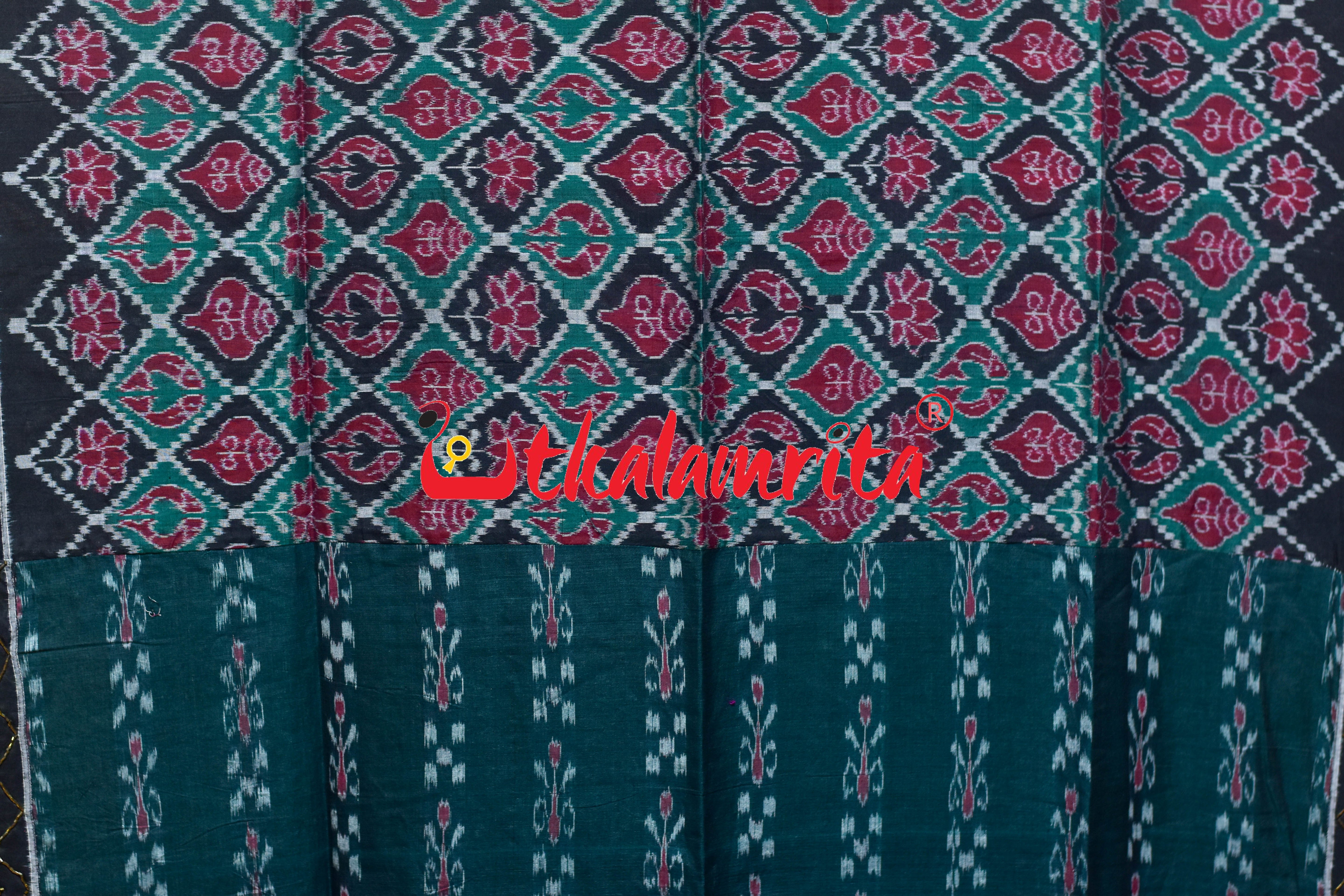Fish Sankha Black Designer Sambalpuri Cotton Saree
