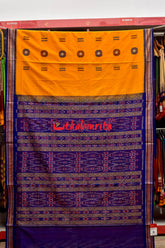 Mustard Blue Padam Bomkai Cotton Saree