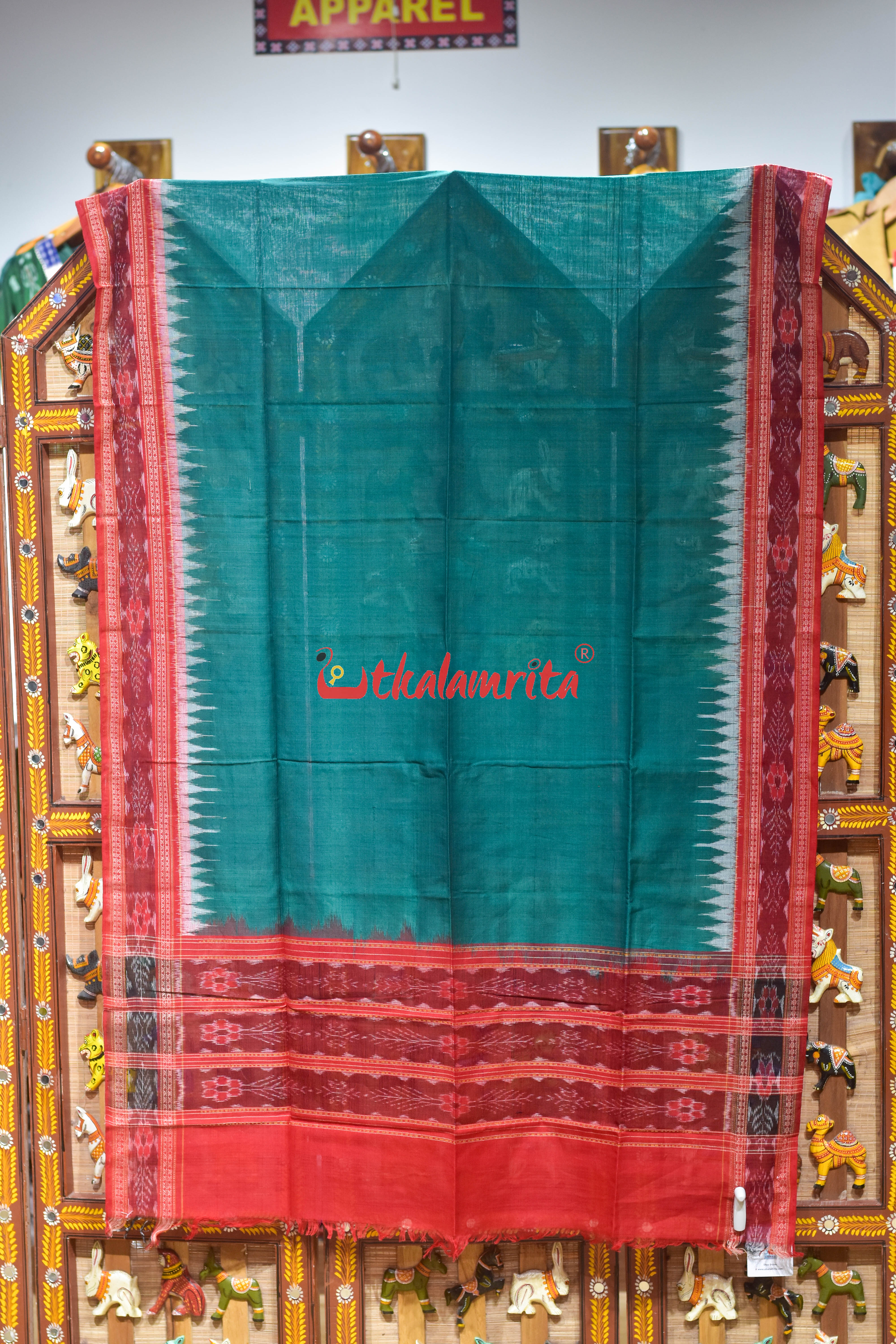 Green Red Flower Bandha Cotton (Dupatta)