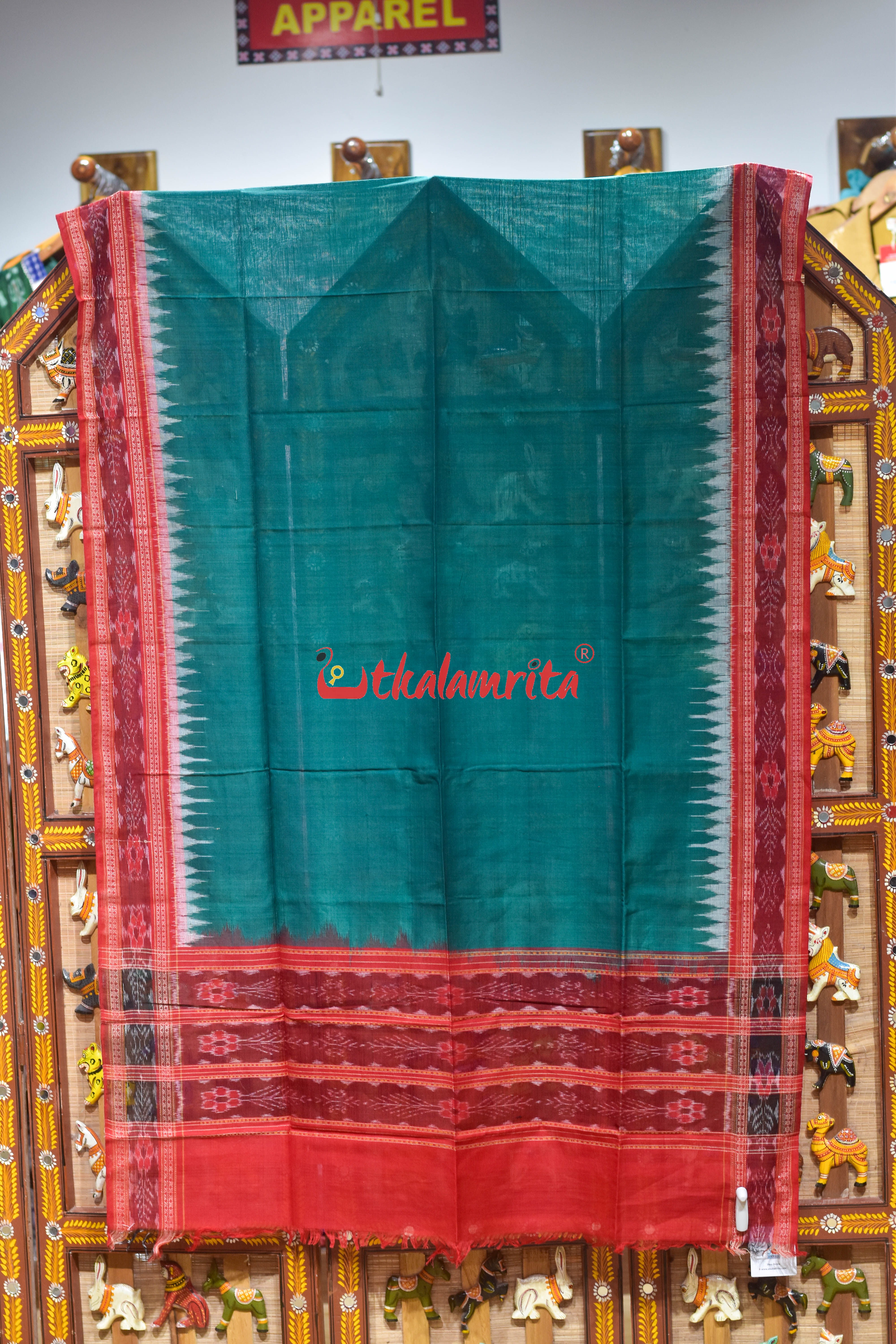Green Red Flower Bandha Cotton (Dupatta)