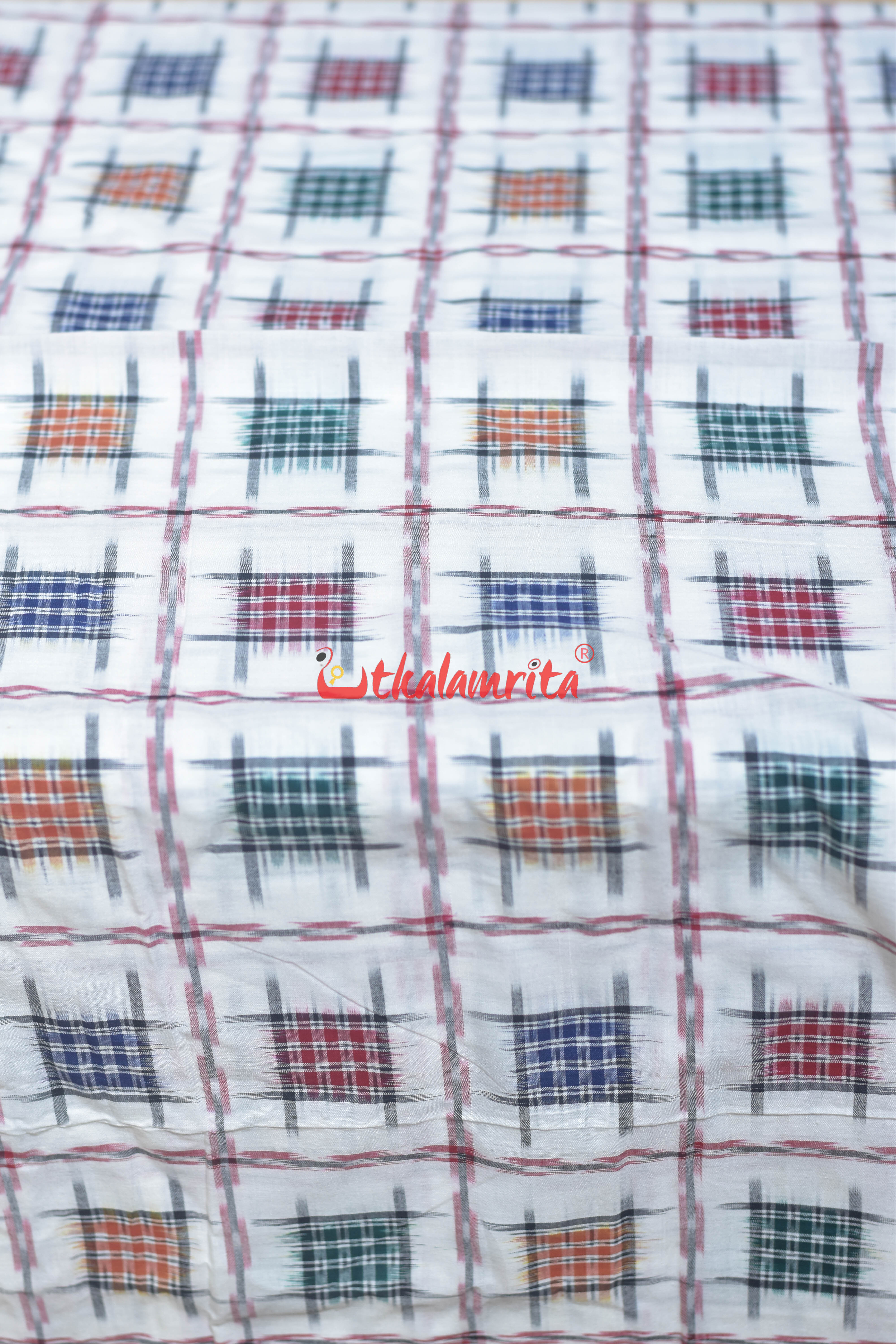 White Mini Aswini Sambalpuri Cotton (Fabric)