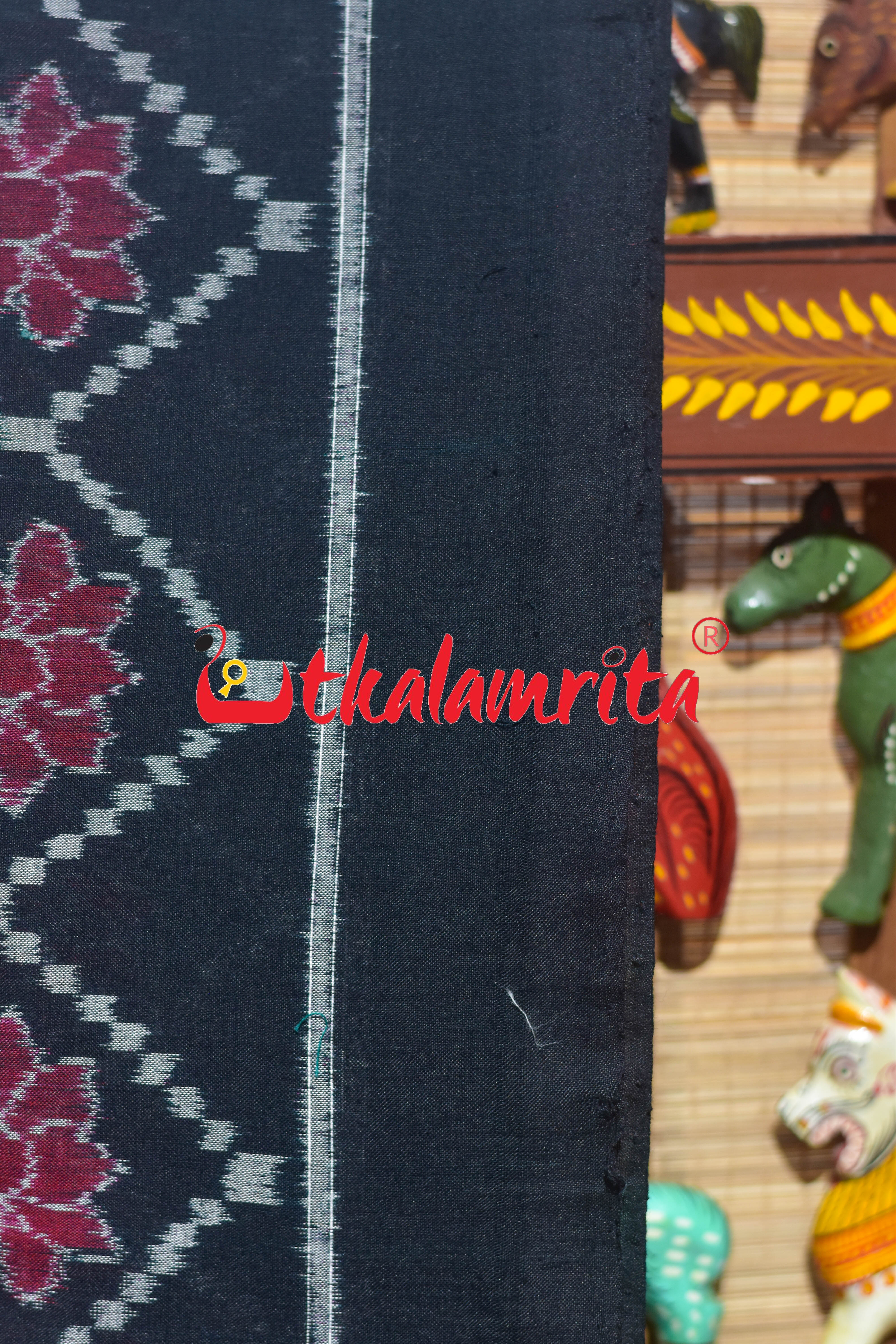 Fish Sankha Black Designer Sambalpuri Cotton Saree