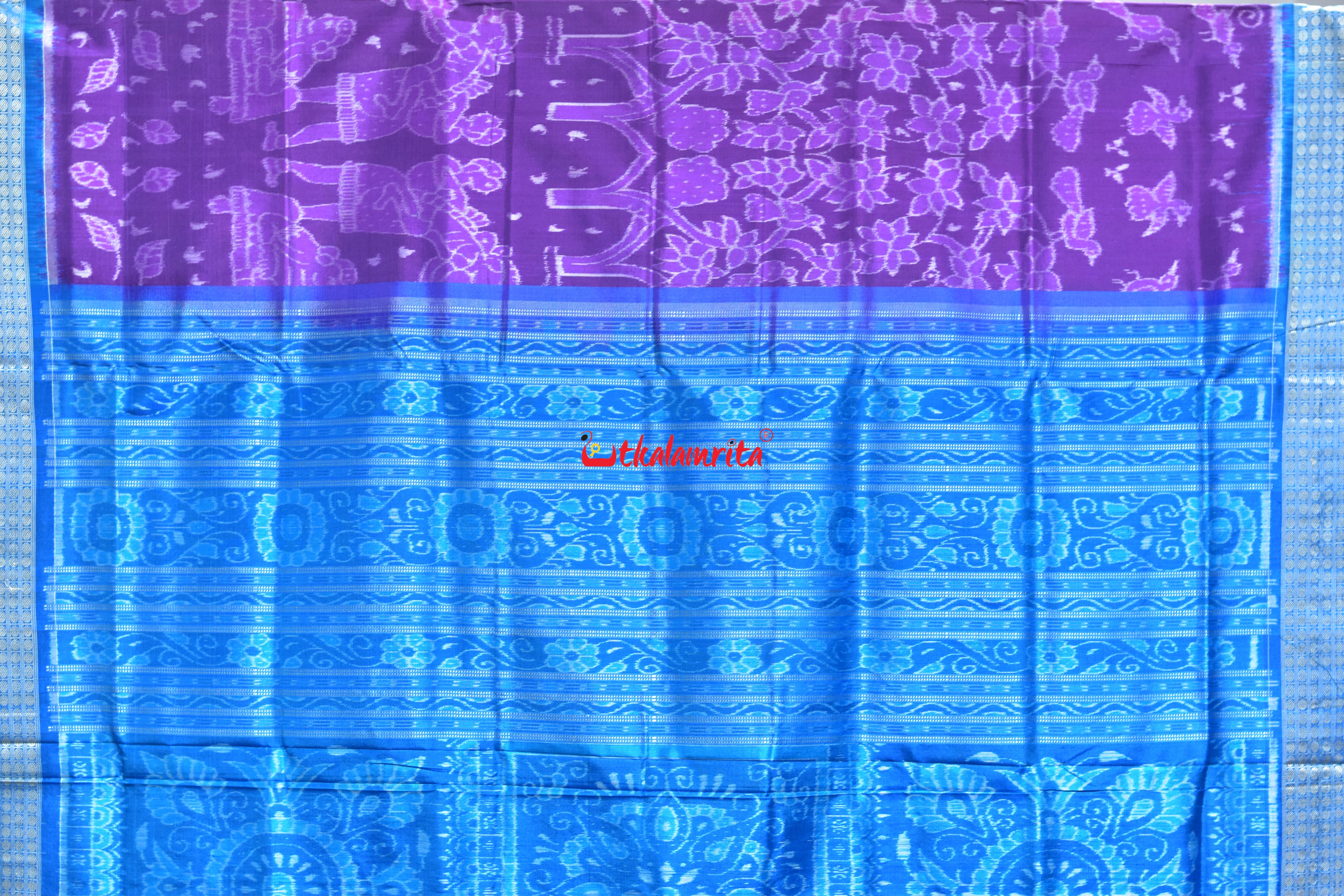 Mahul Betta Purple Blue Sambalpuri Silk Saree