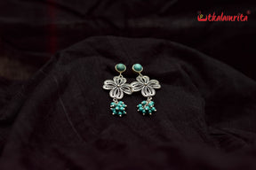 Turquoise Silver Flower Drops