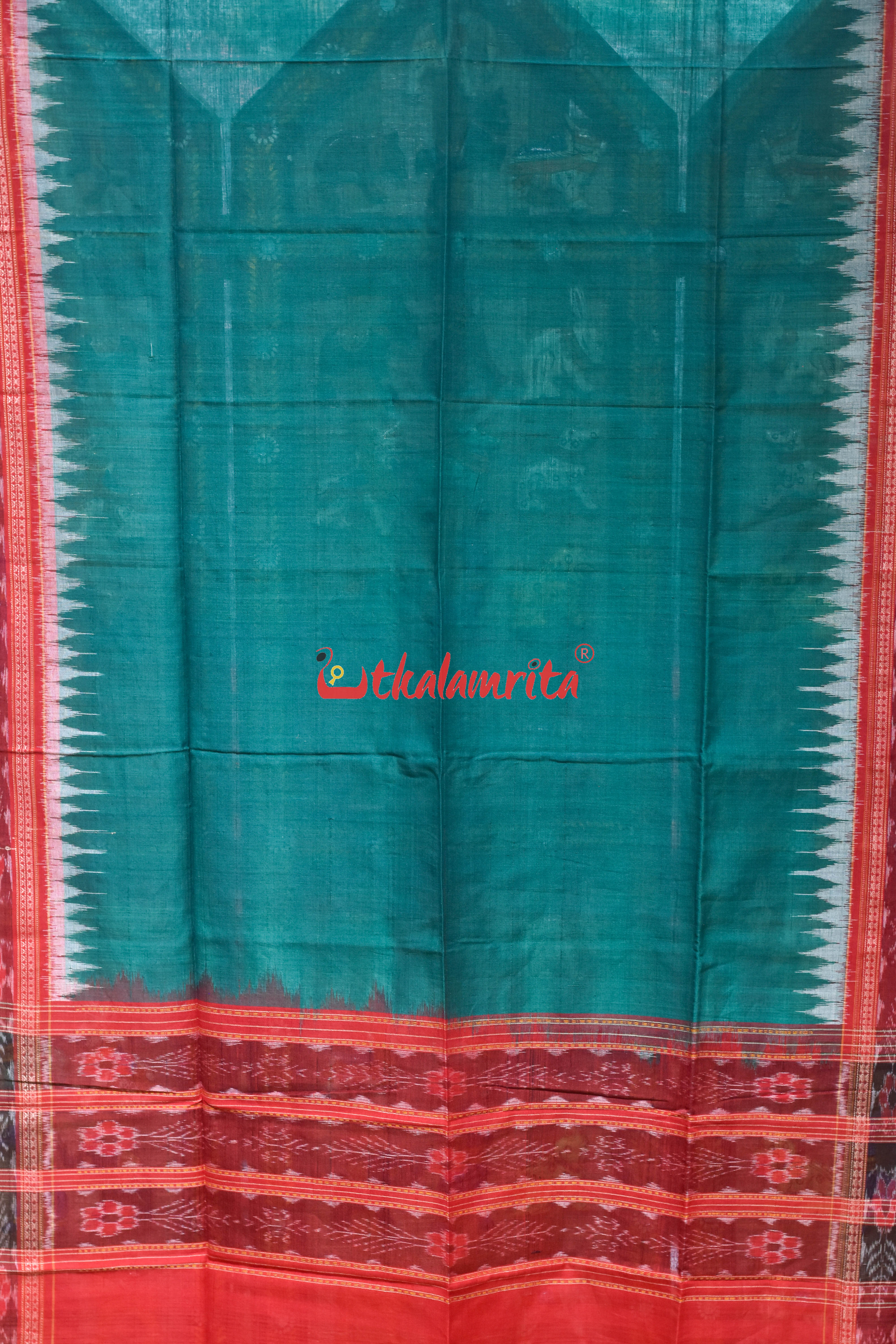 Green Red Flower Bandha Cotton (Dupatta)