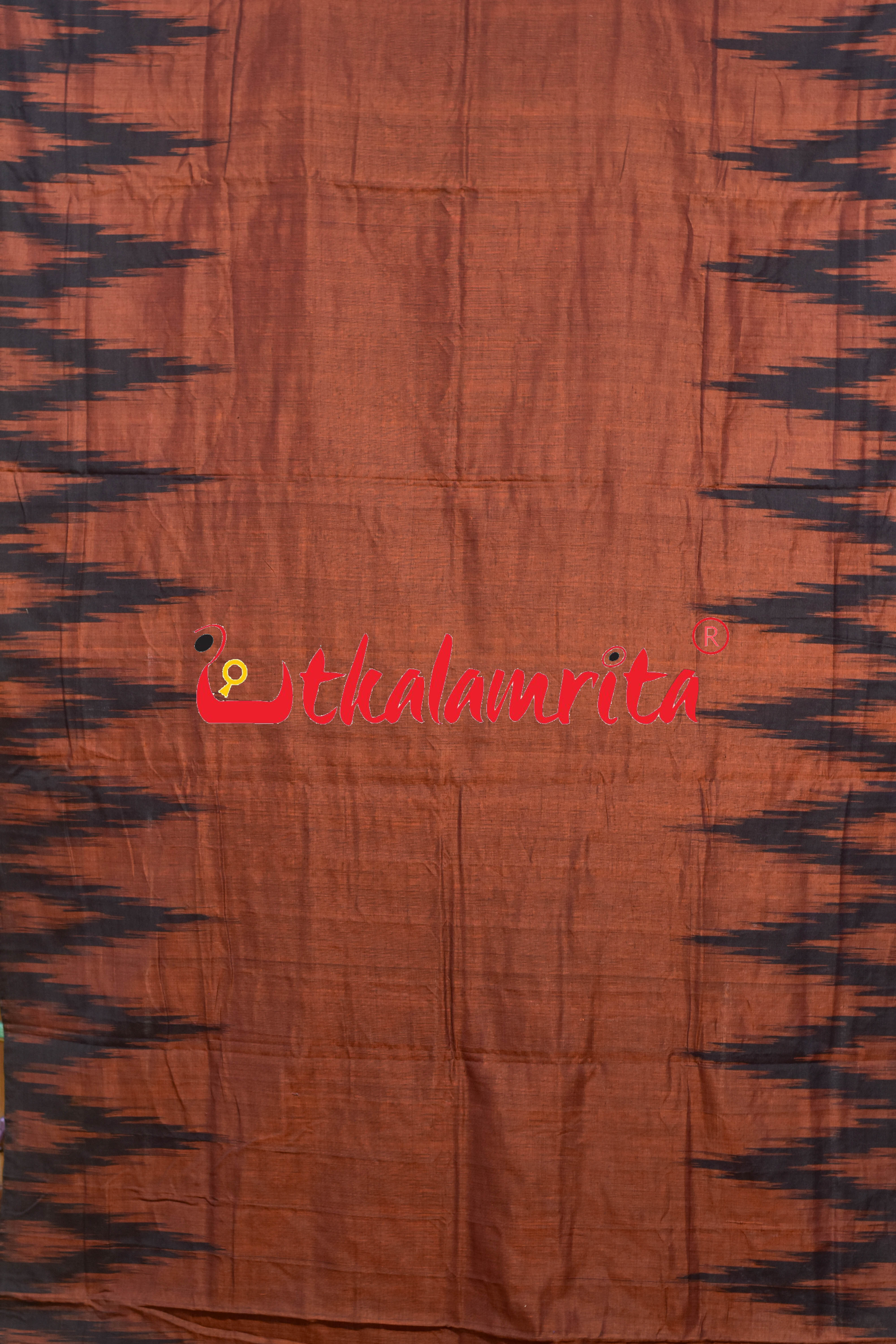Rust Black Kargil Kumbha Cotton Saree