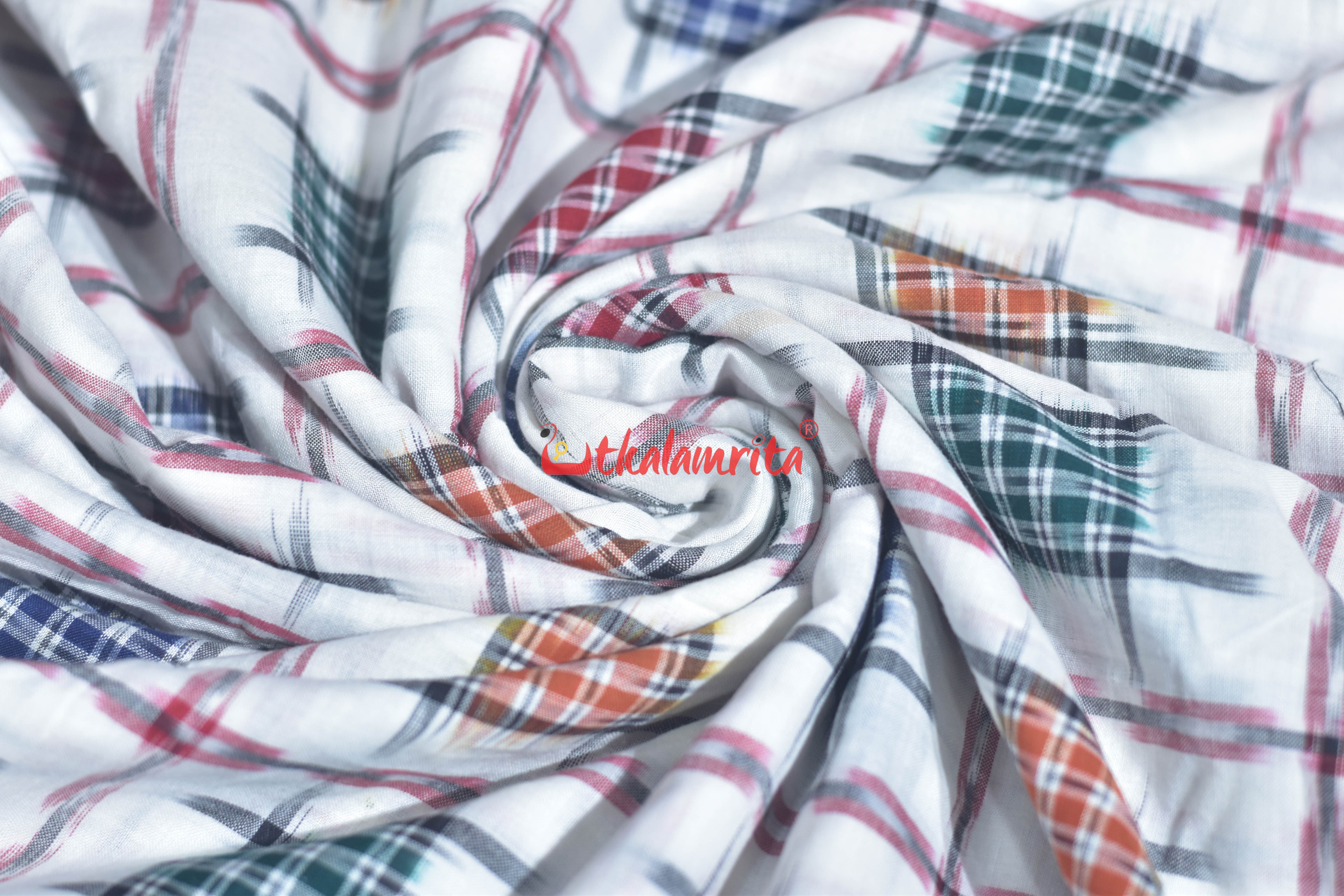 White Mini Aswini Sambalpuri Cotton (Fabric)