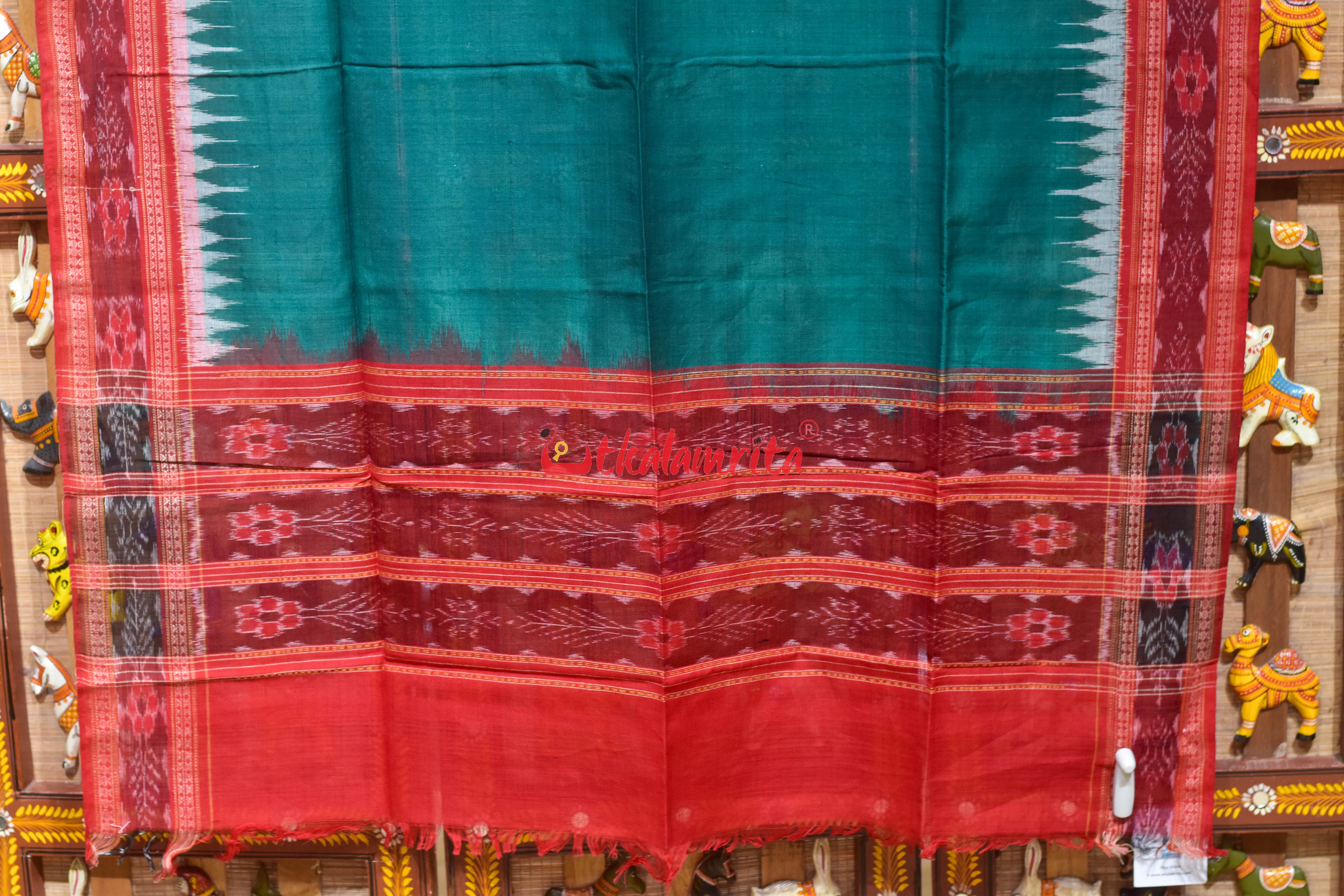 Green Red Flower Bandha Cotton (Dupatta)
