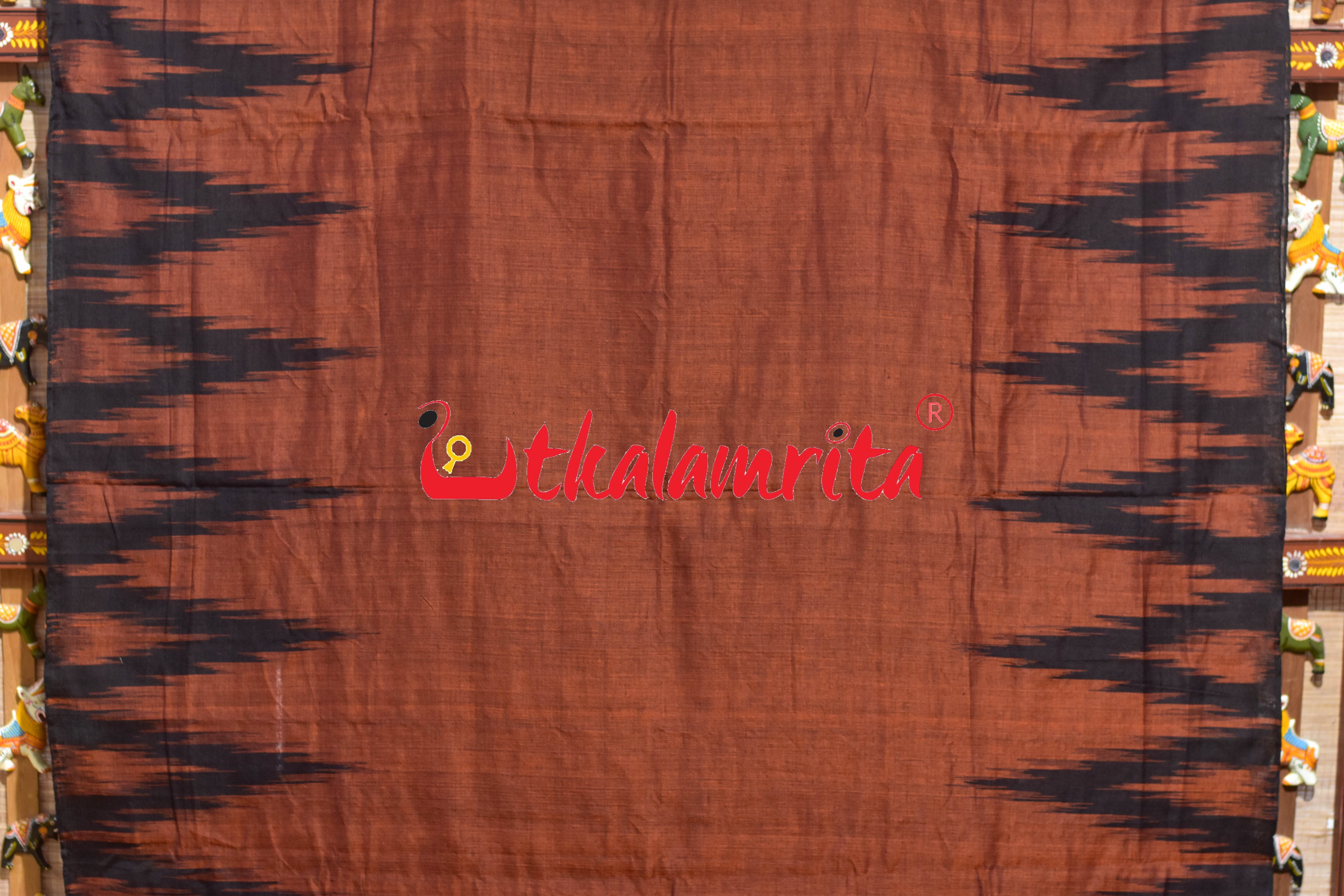 Rust Black Kargil Kumbha Cotton Saree