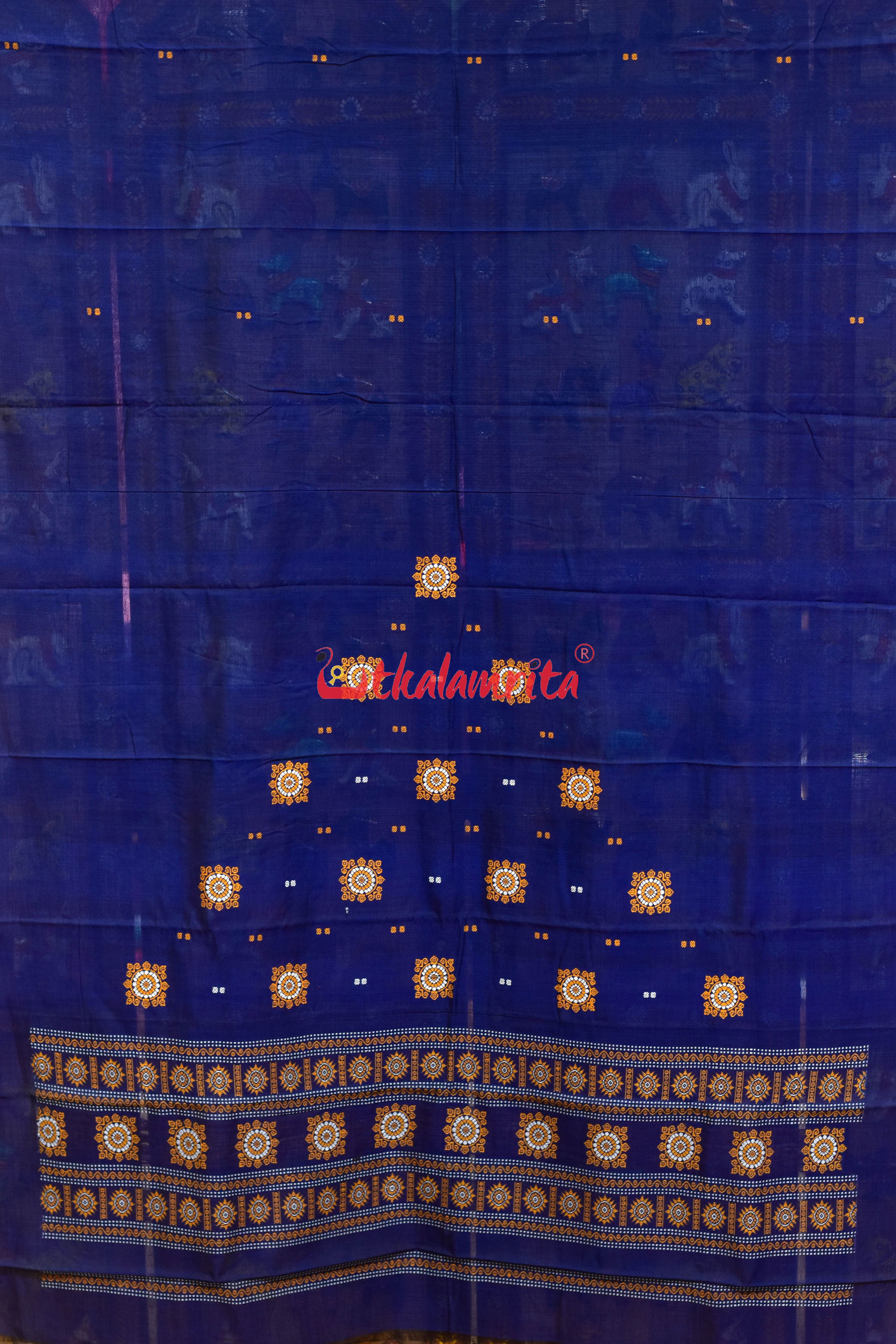 Royal Blue Yellow Flower Bomkai Dress Set