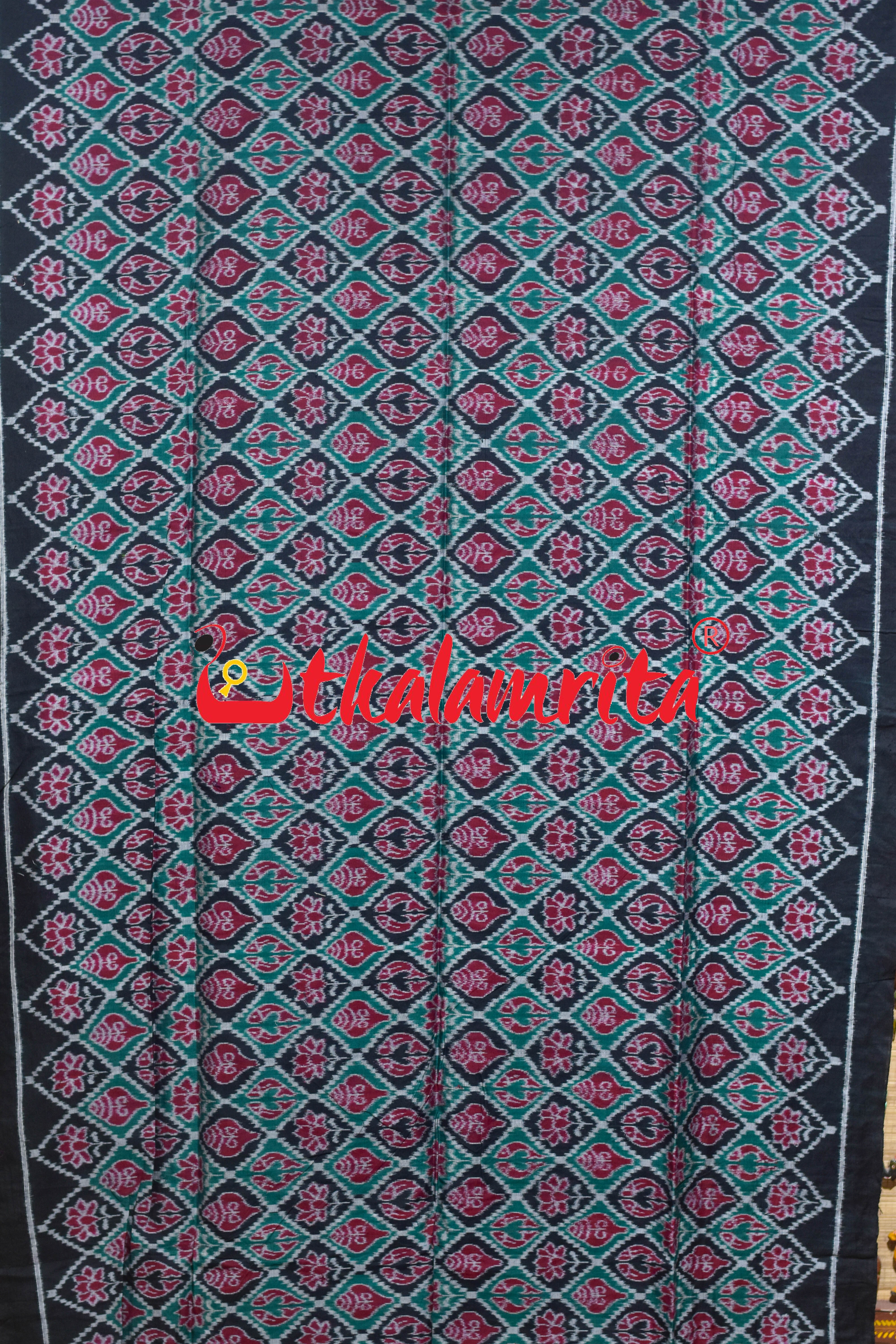 Fish Sankha Black Designer Sambalpuri Cotton Saree