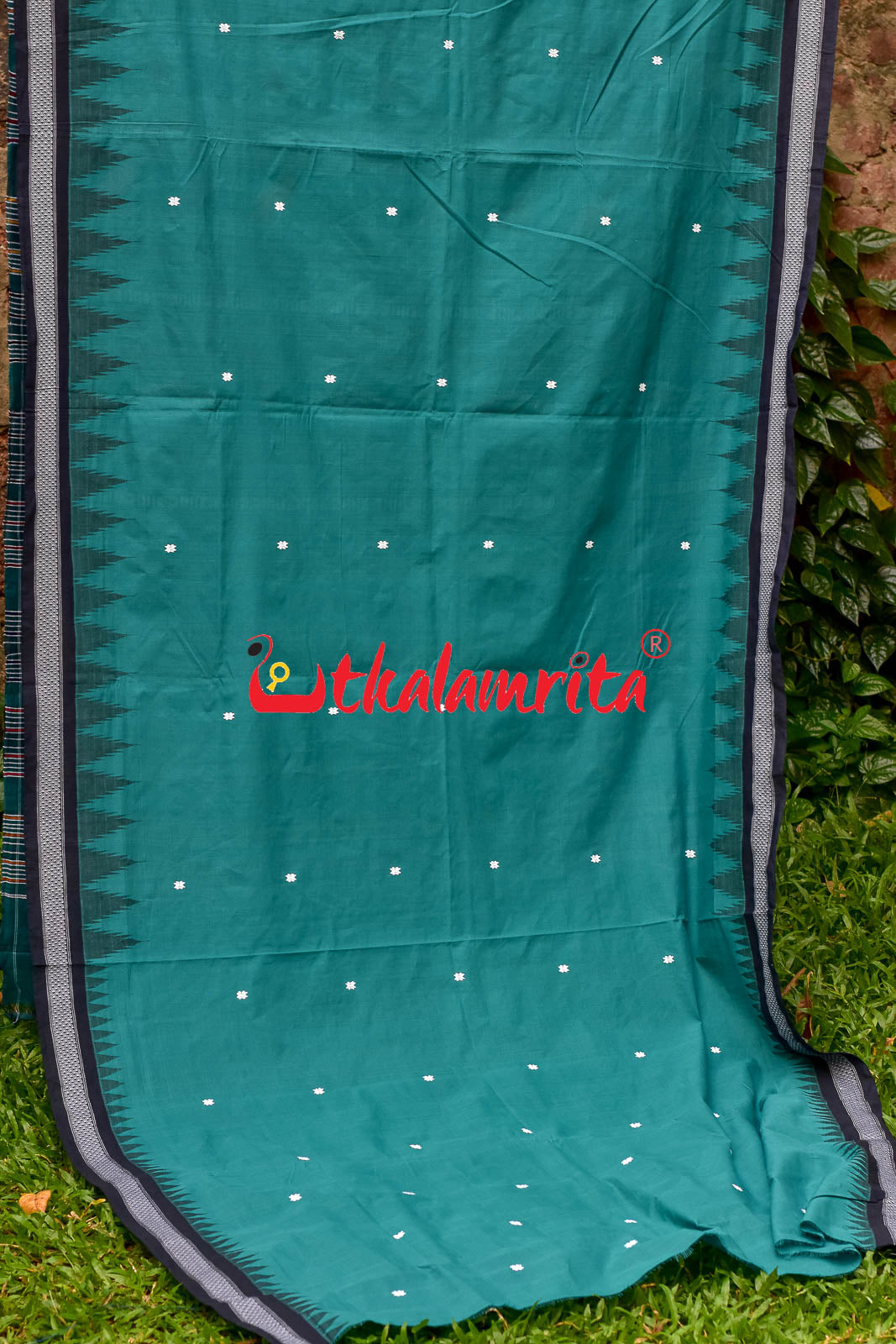 Fern Green Black Border Original Ganjam Bomkai Saree