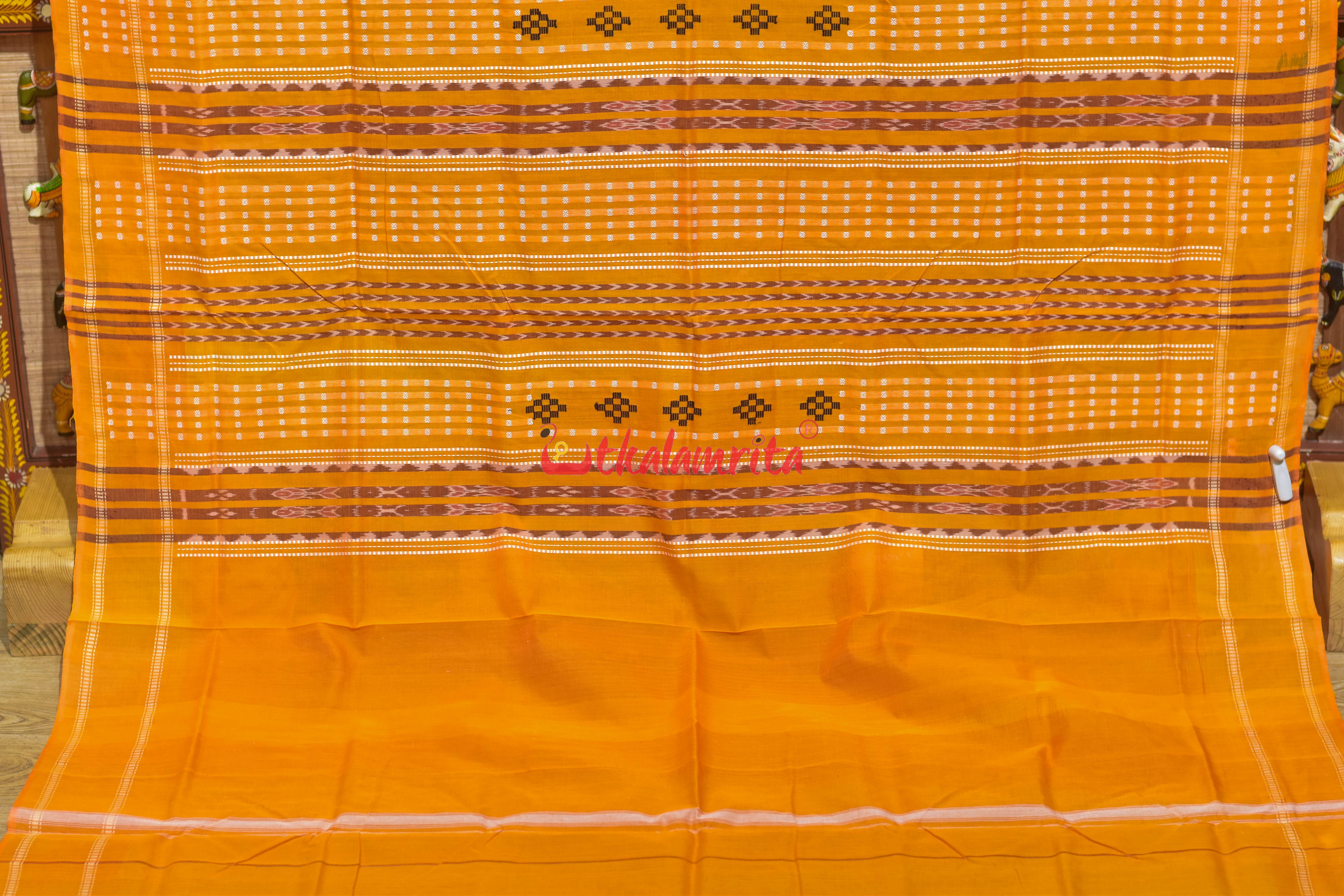 Maroon Yellow Mahal Bapta Saree