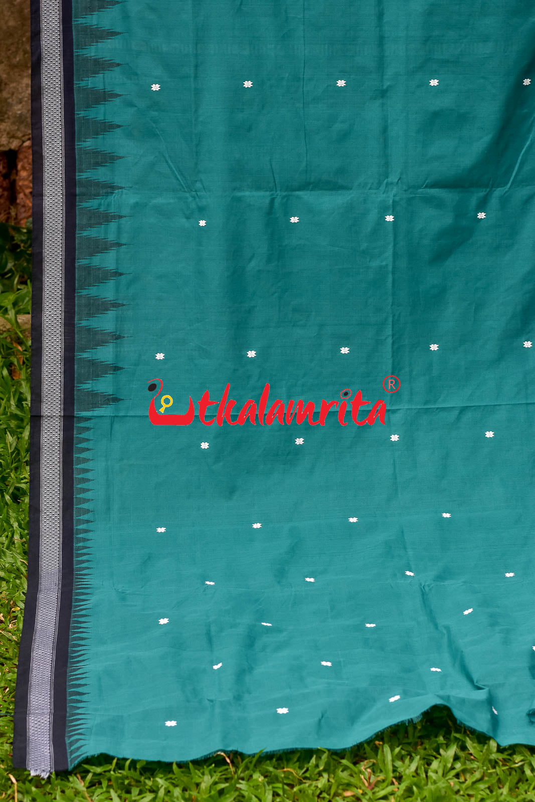 Fern Green Black Border Original Ganjam Bomkai Saree