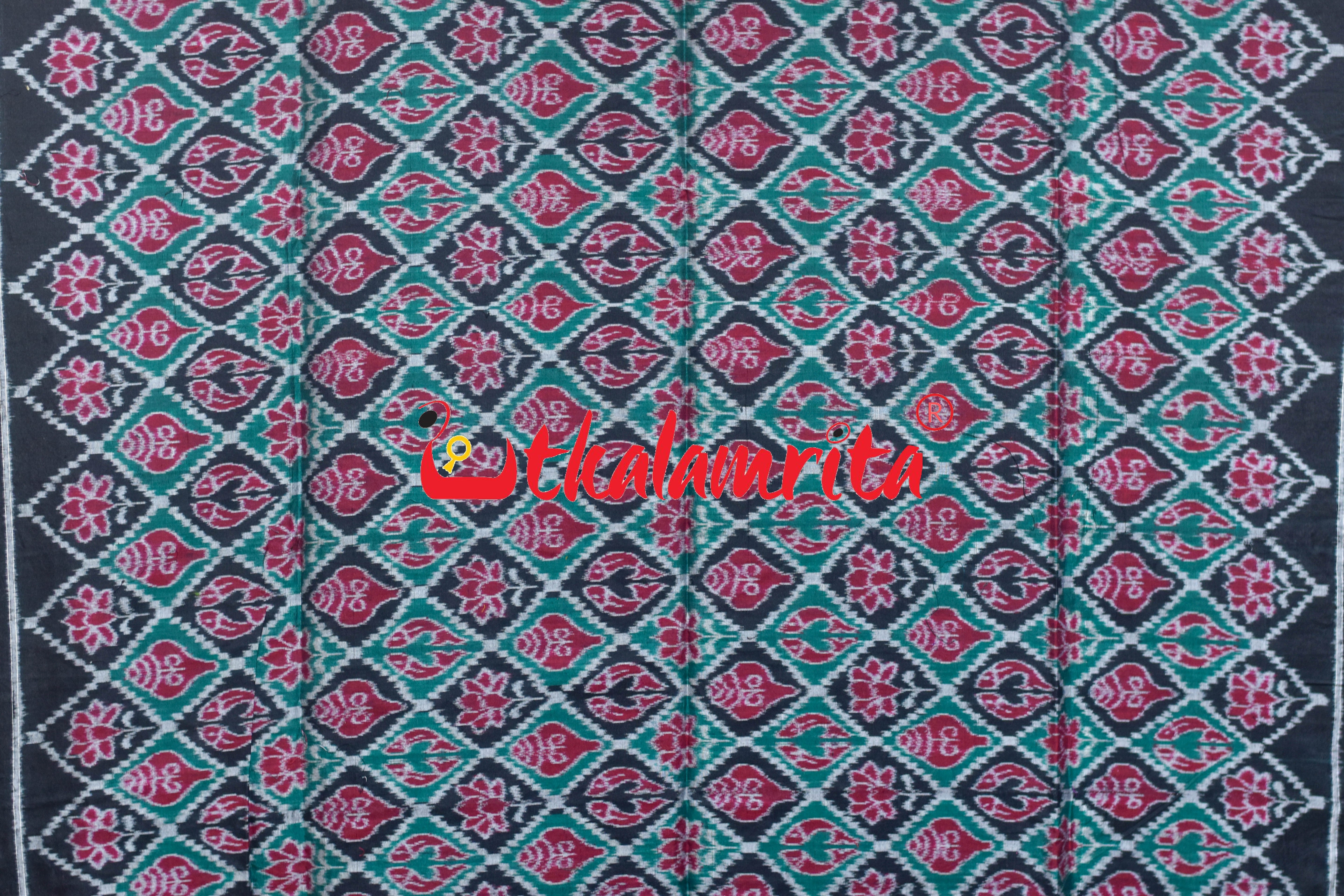Fish Sankha Black Designer Sambalpuri Cotton Saree