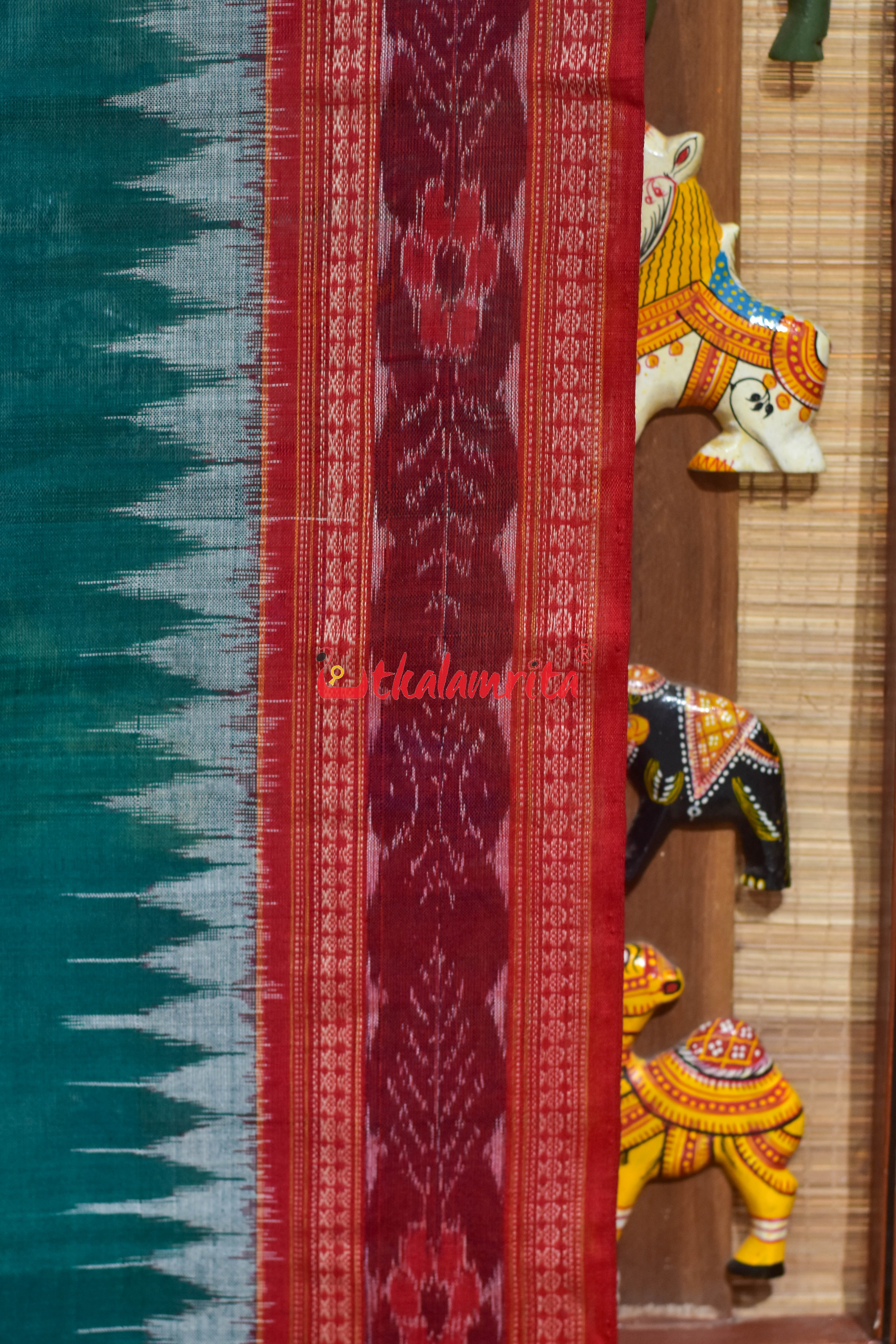 Green Red Flower Bandha Cotton (Dupatta)