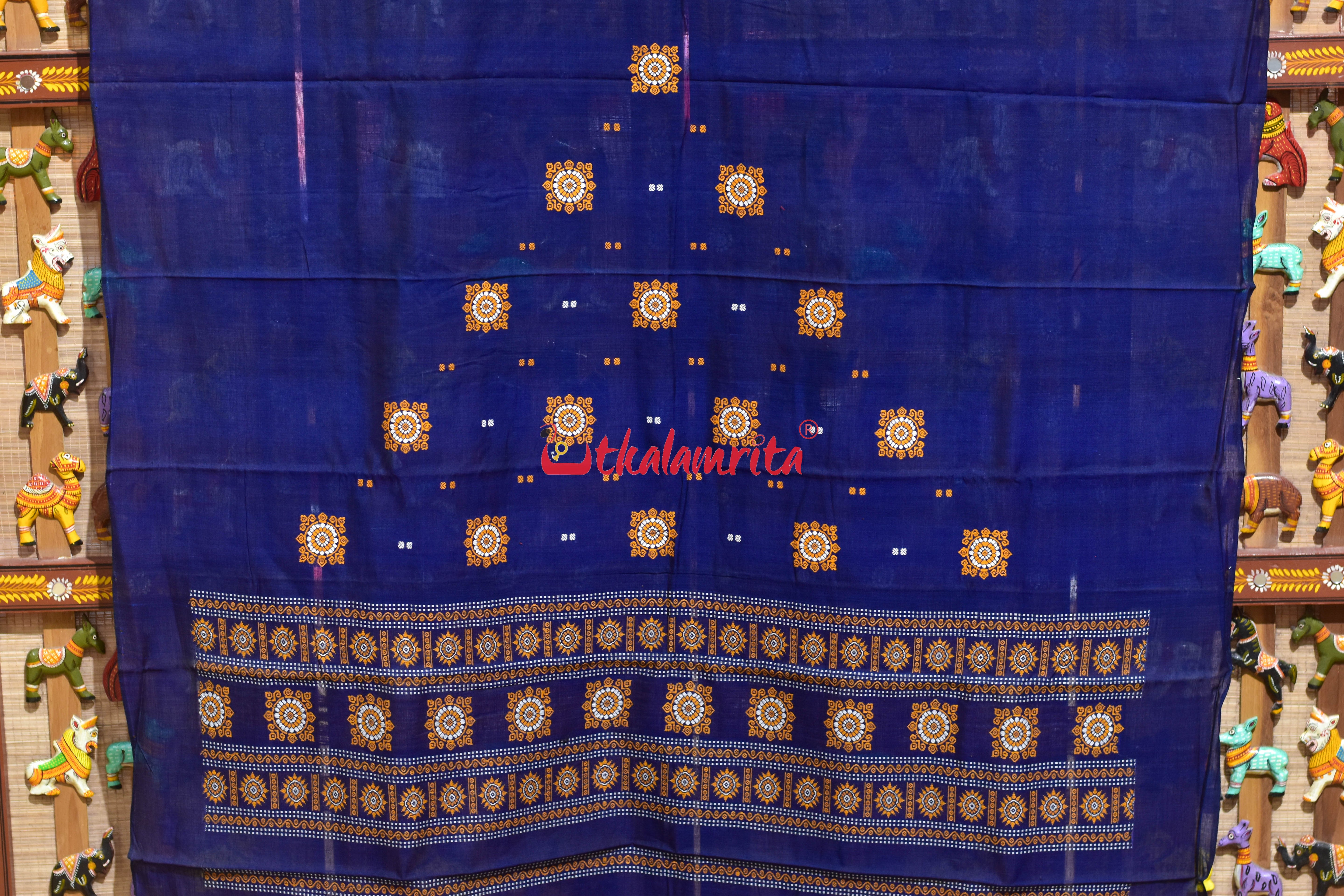 Royal Blue Yellow Flower Bomkai Dress Set