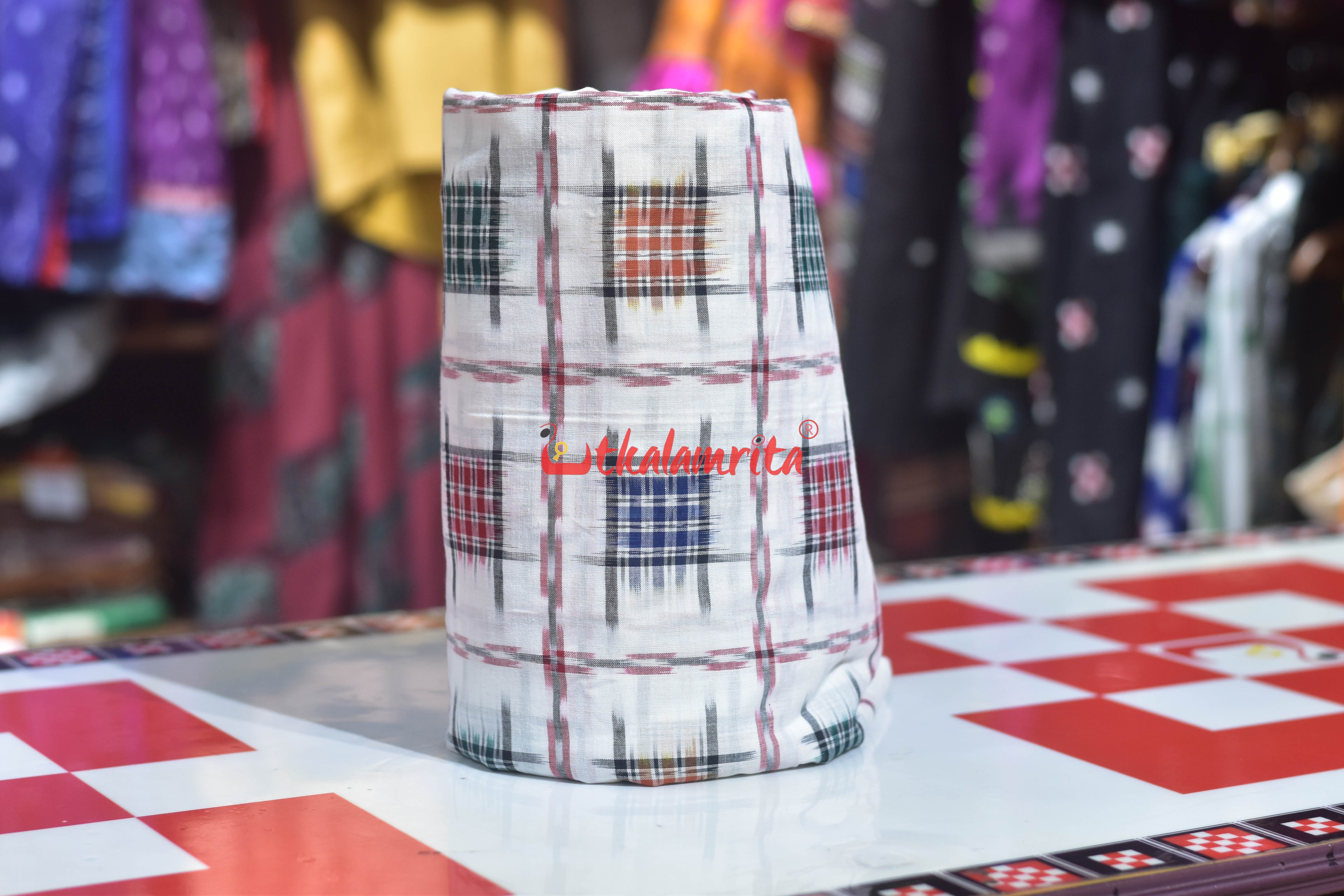 White Mini Aswini Sambalpuri Cotton (Fabric)