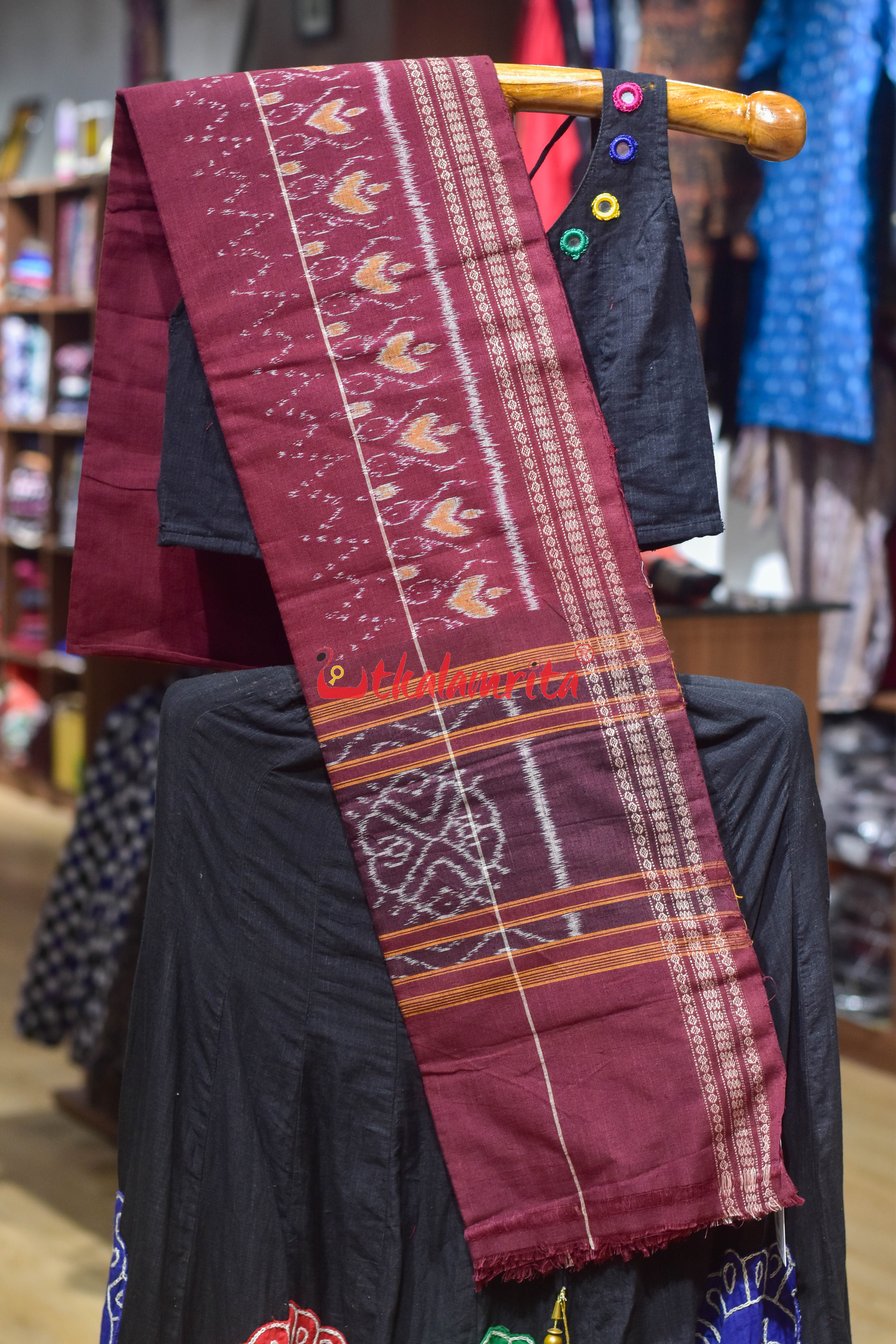 Maroon with Heart Border Cotton (Dupatta)