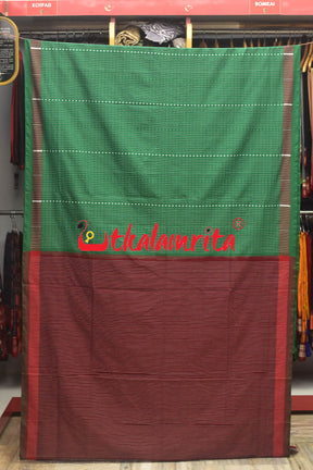 Double Gaja Singha Green Dhalapathar Cotton Saree