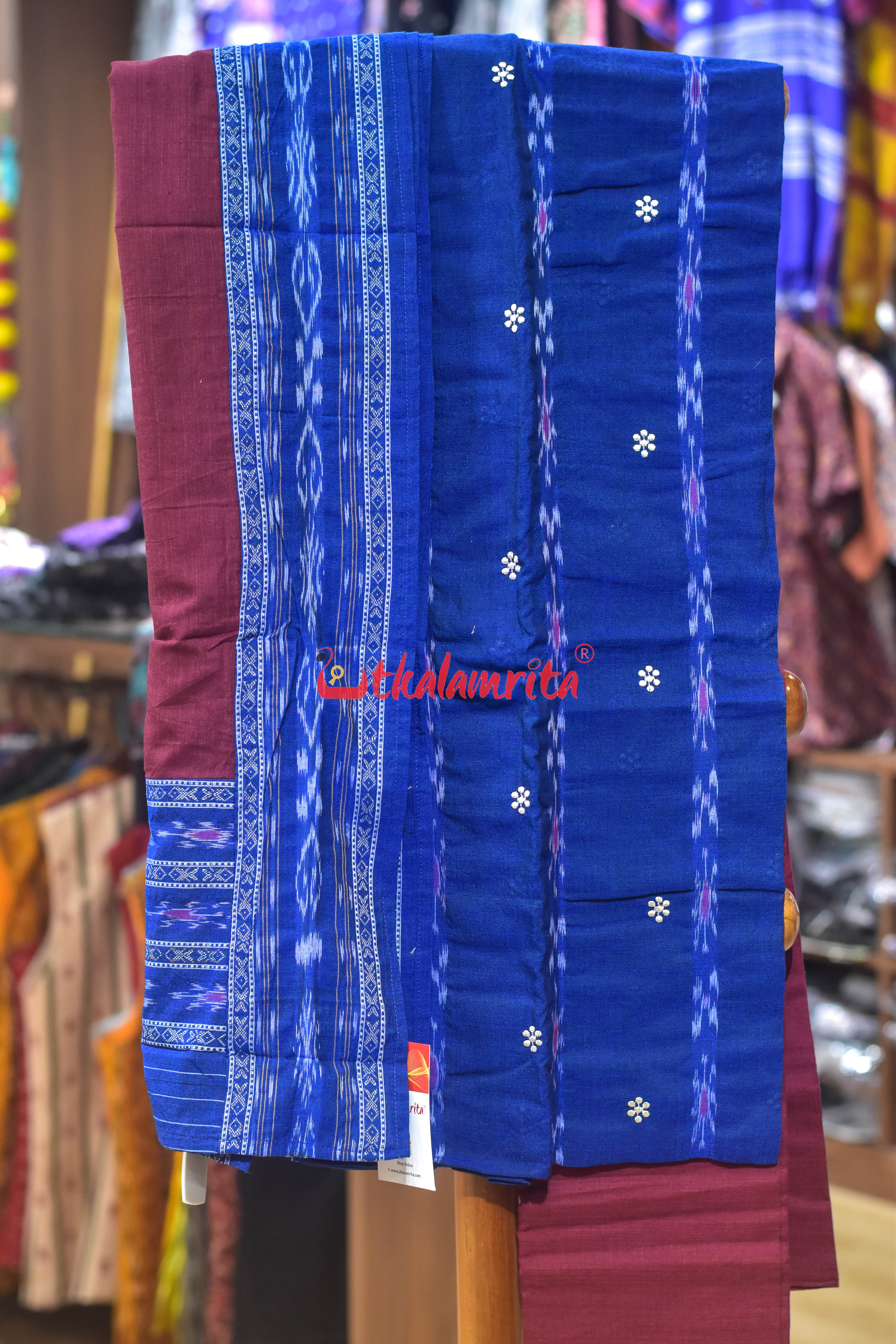 Light Blue Maroon Simple Pasapali Flower Dress Set