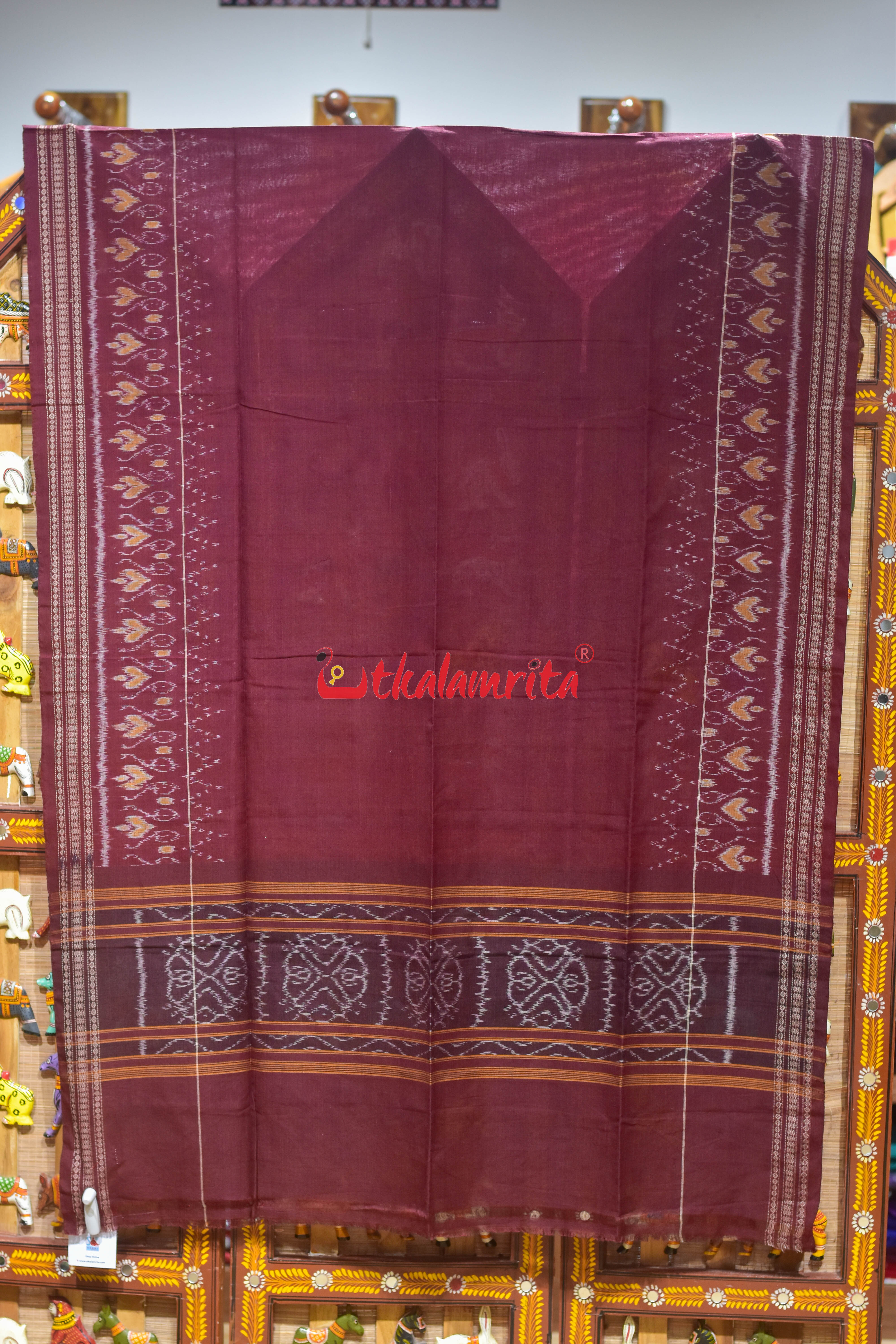 Maroon with Heart Border Cotton (Dupatta)