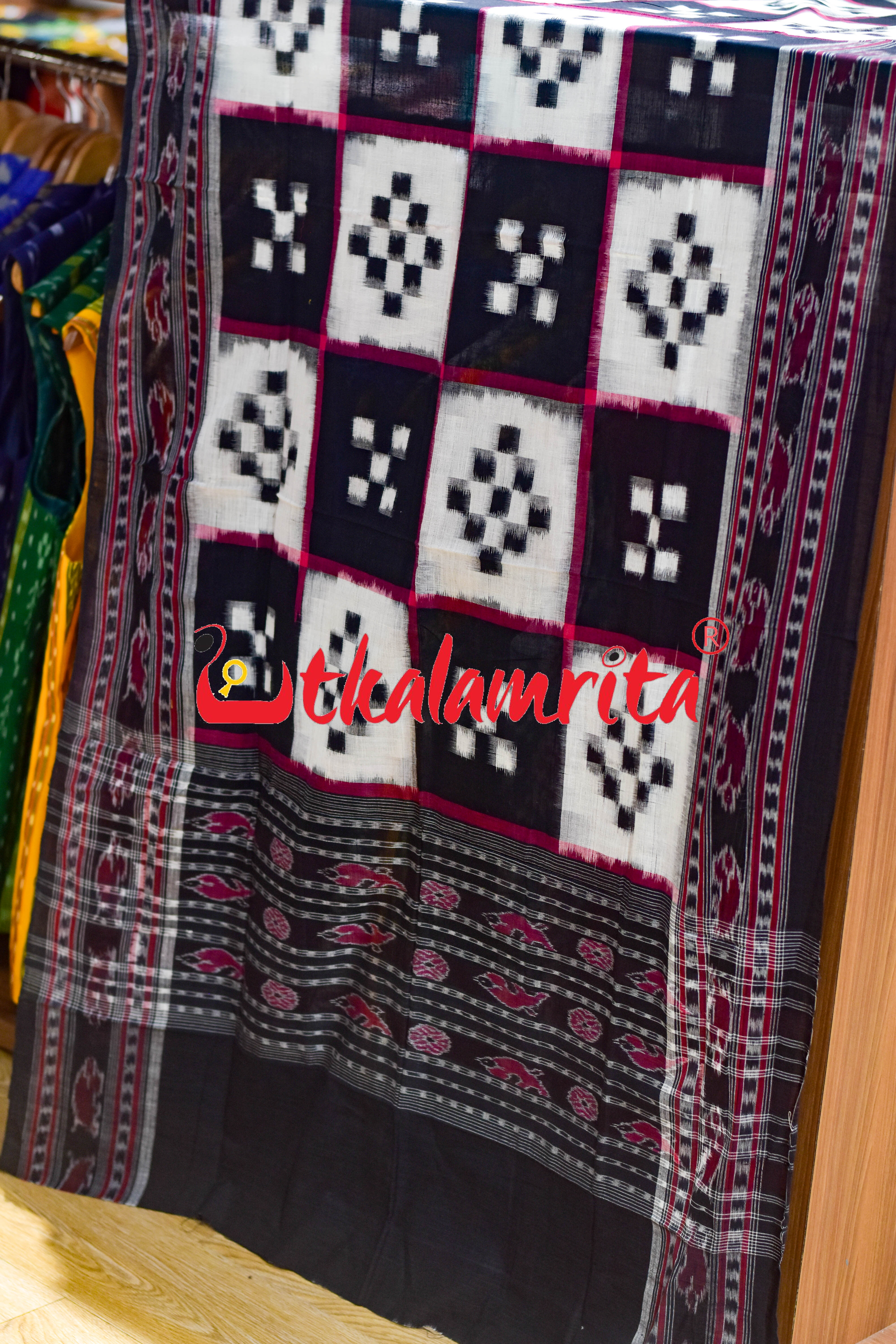 Contrast Bichitrapuri Black Border Sambalpuri (Dupatta)