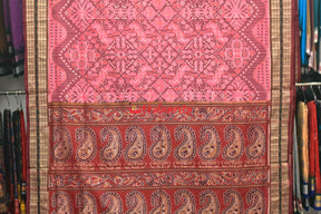 Pink Flowers Body Bandha Sambalpuri Cotton Saree