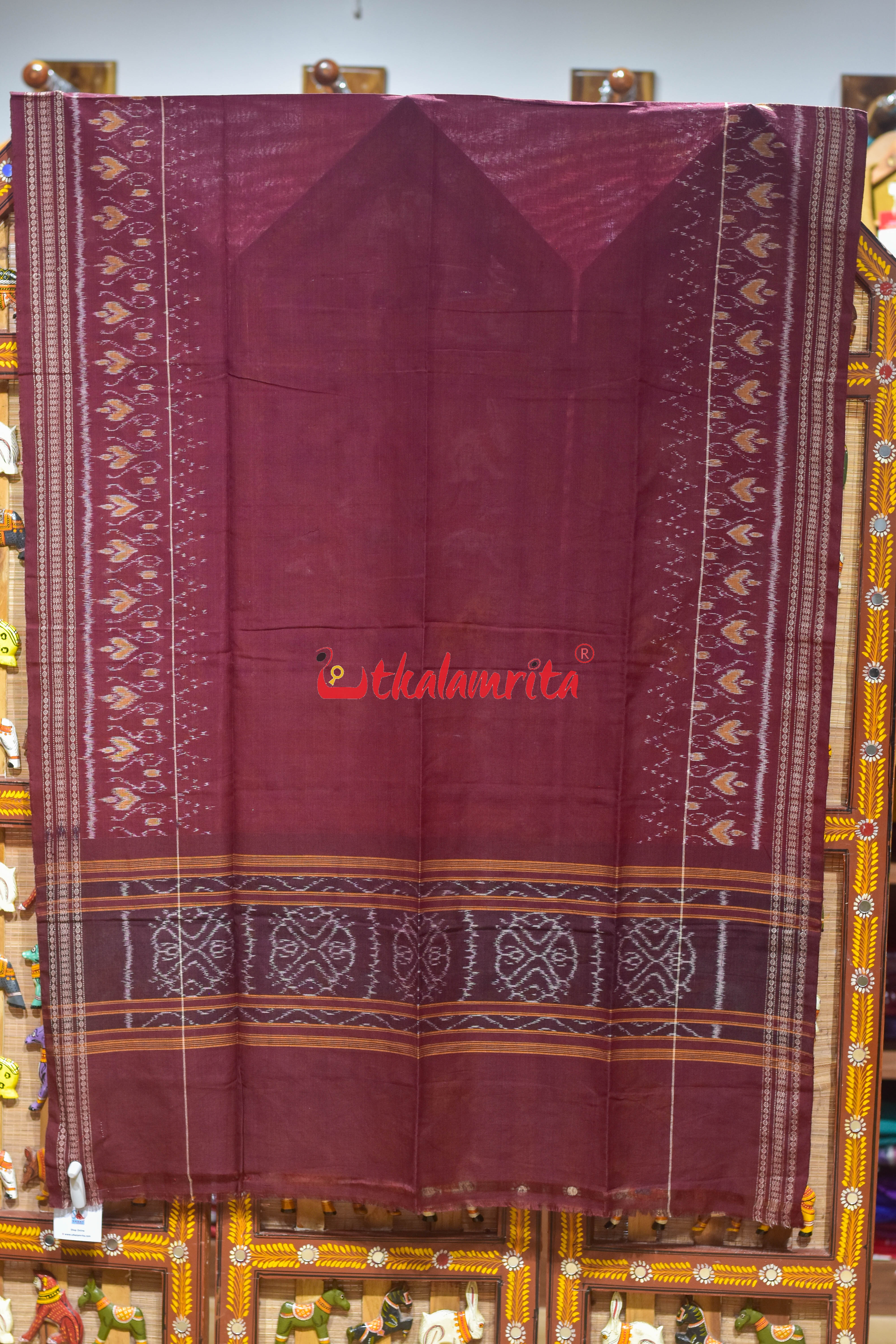 Maroon with Heart Border Cotton (Dupatta)