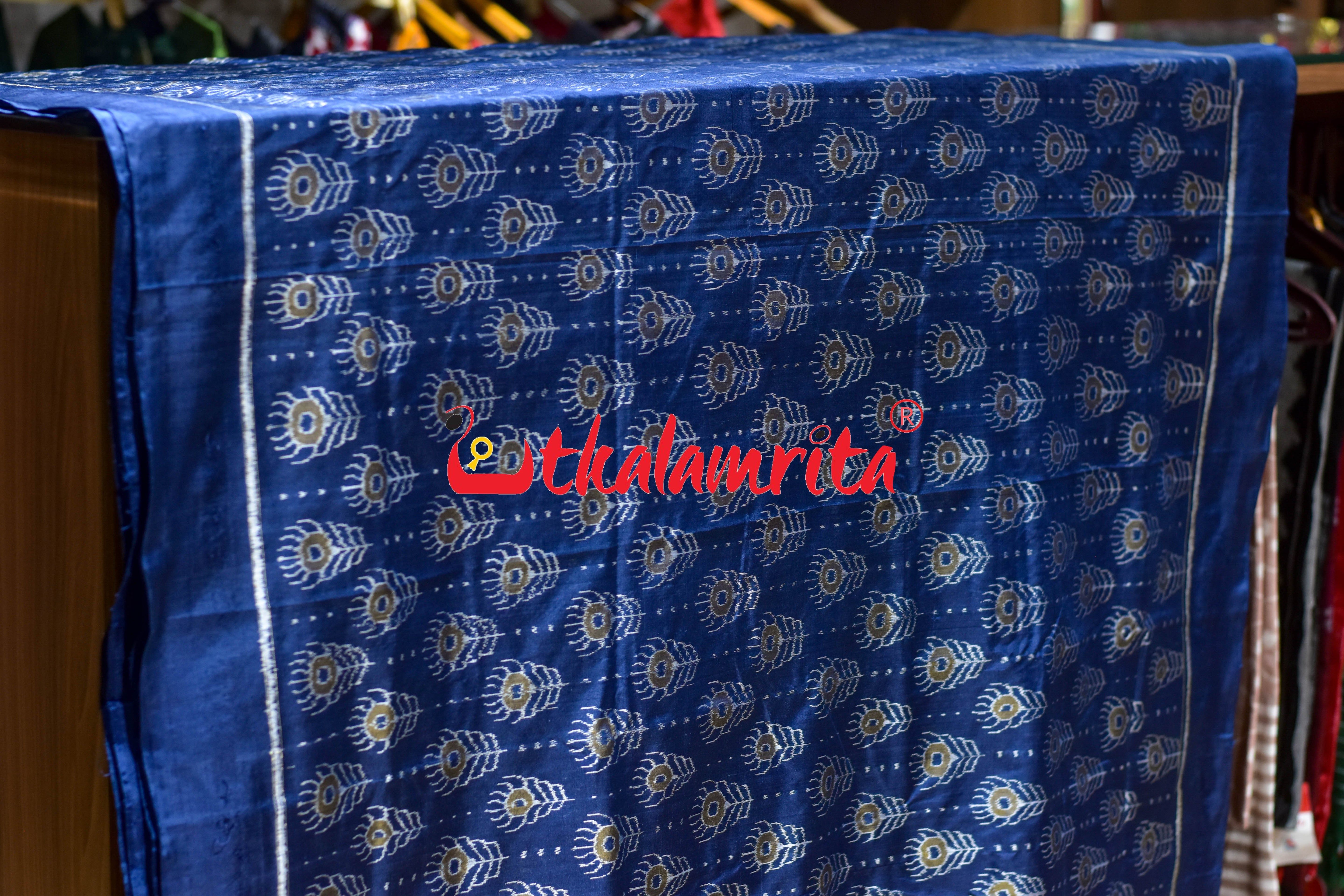 Royal Blue Mayurapucha Sambalpuri Silk (Fabric)