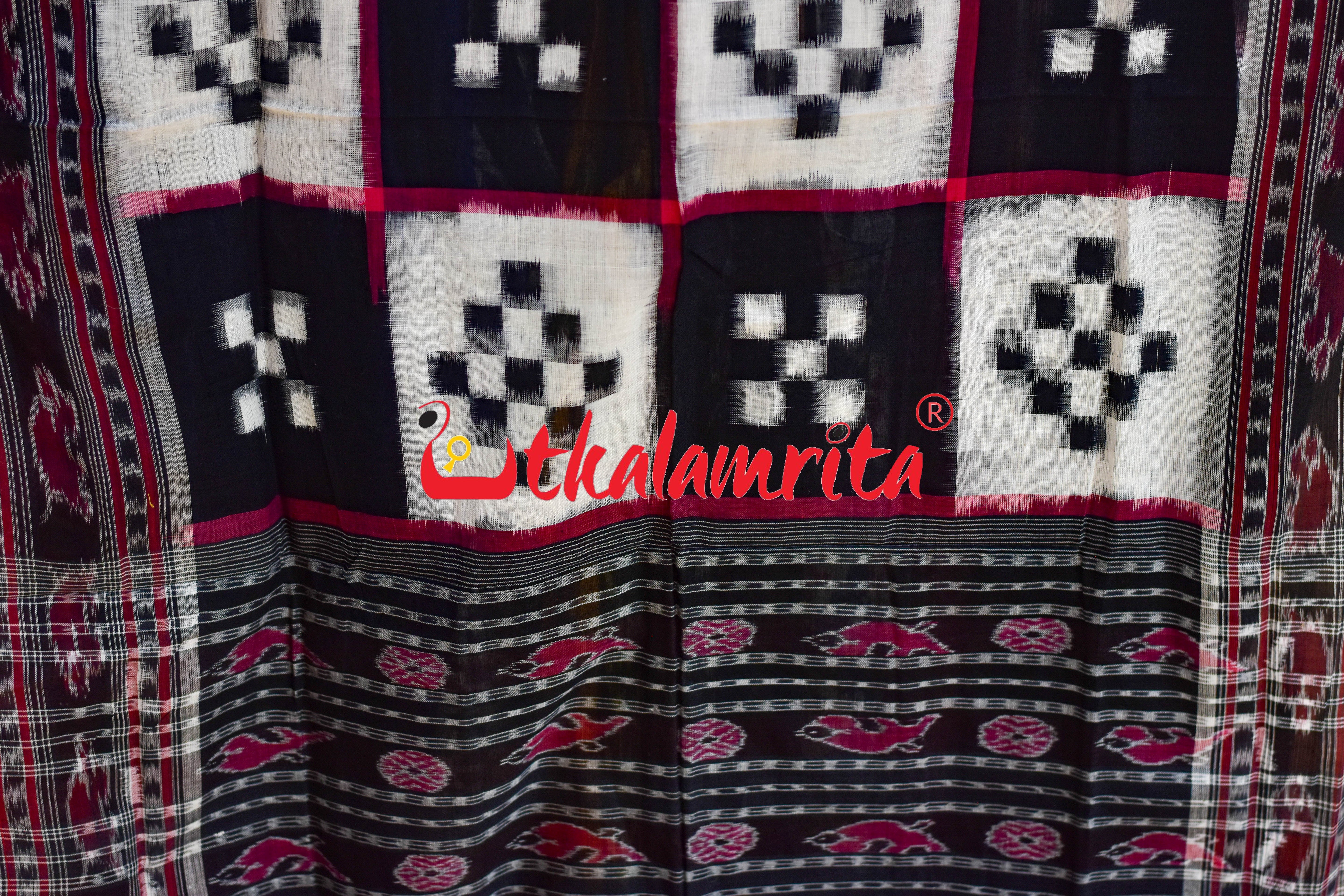Contrast Bichitrapuri Black Border Sambalpuri (Dupatta)