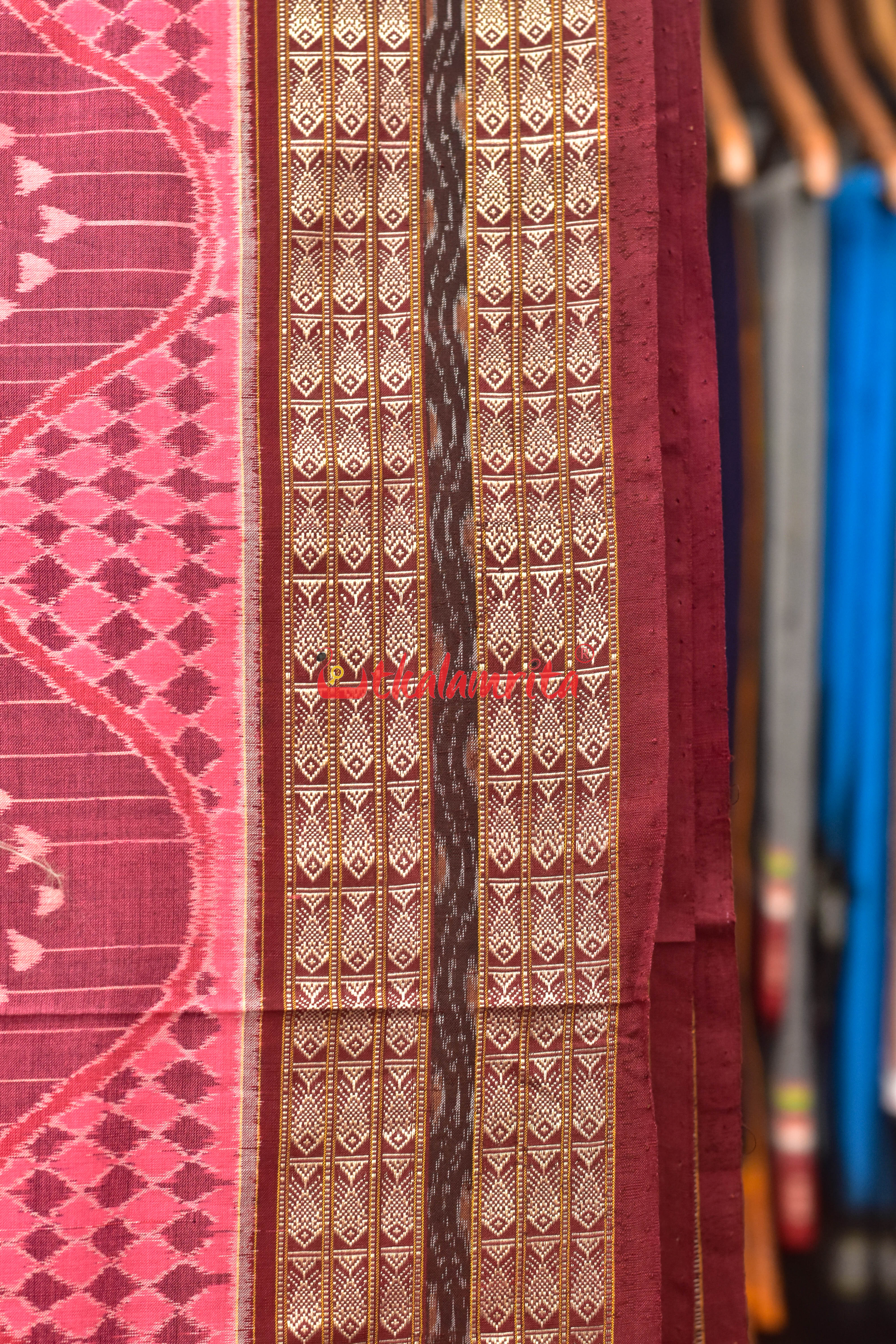 Pink Flowers Body Bandha Sambalpuri Cotton Saree