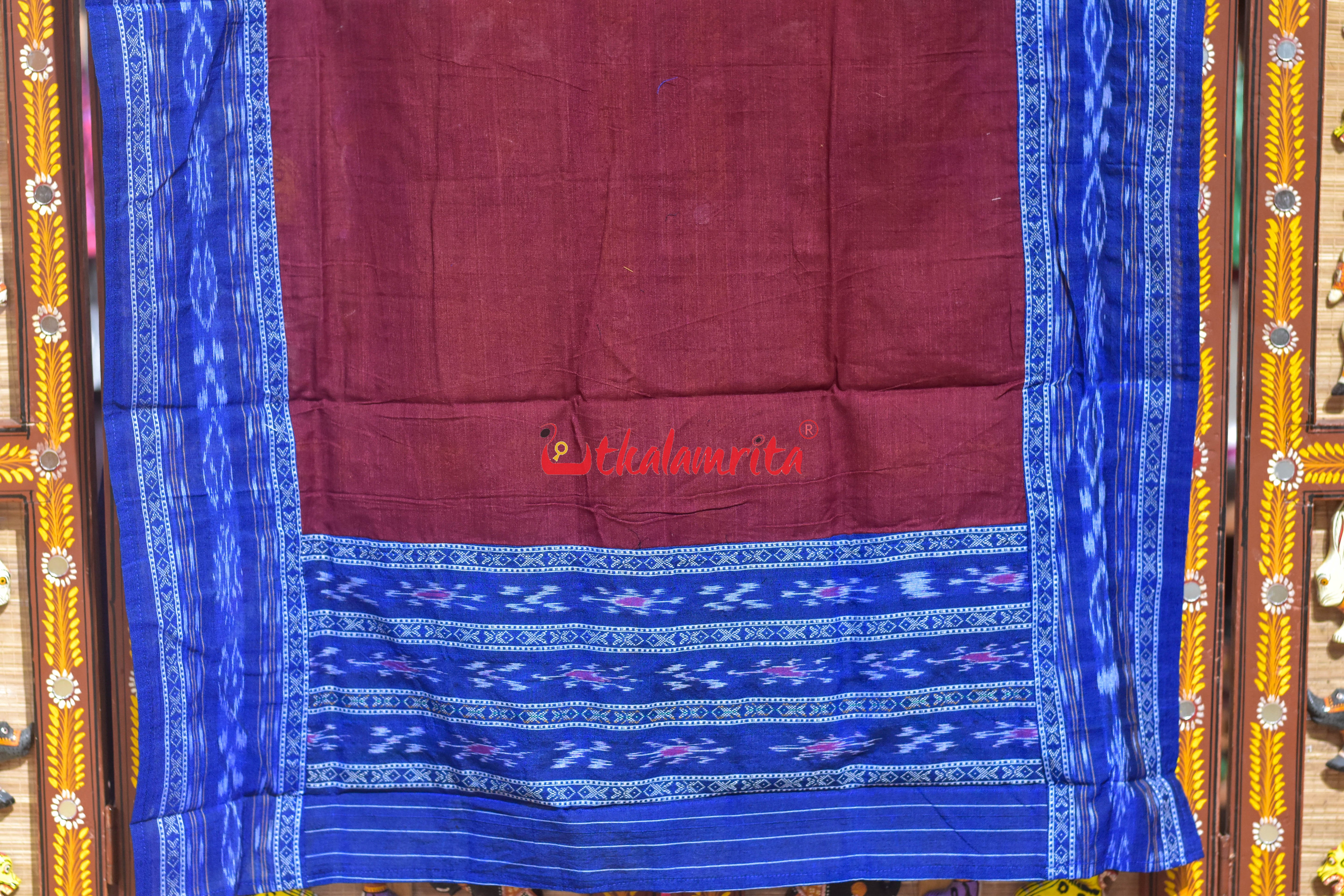 Light Blue Maroon Simple Pasapali Flower Dress Set