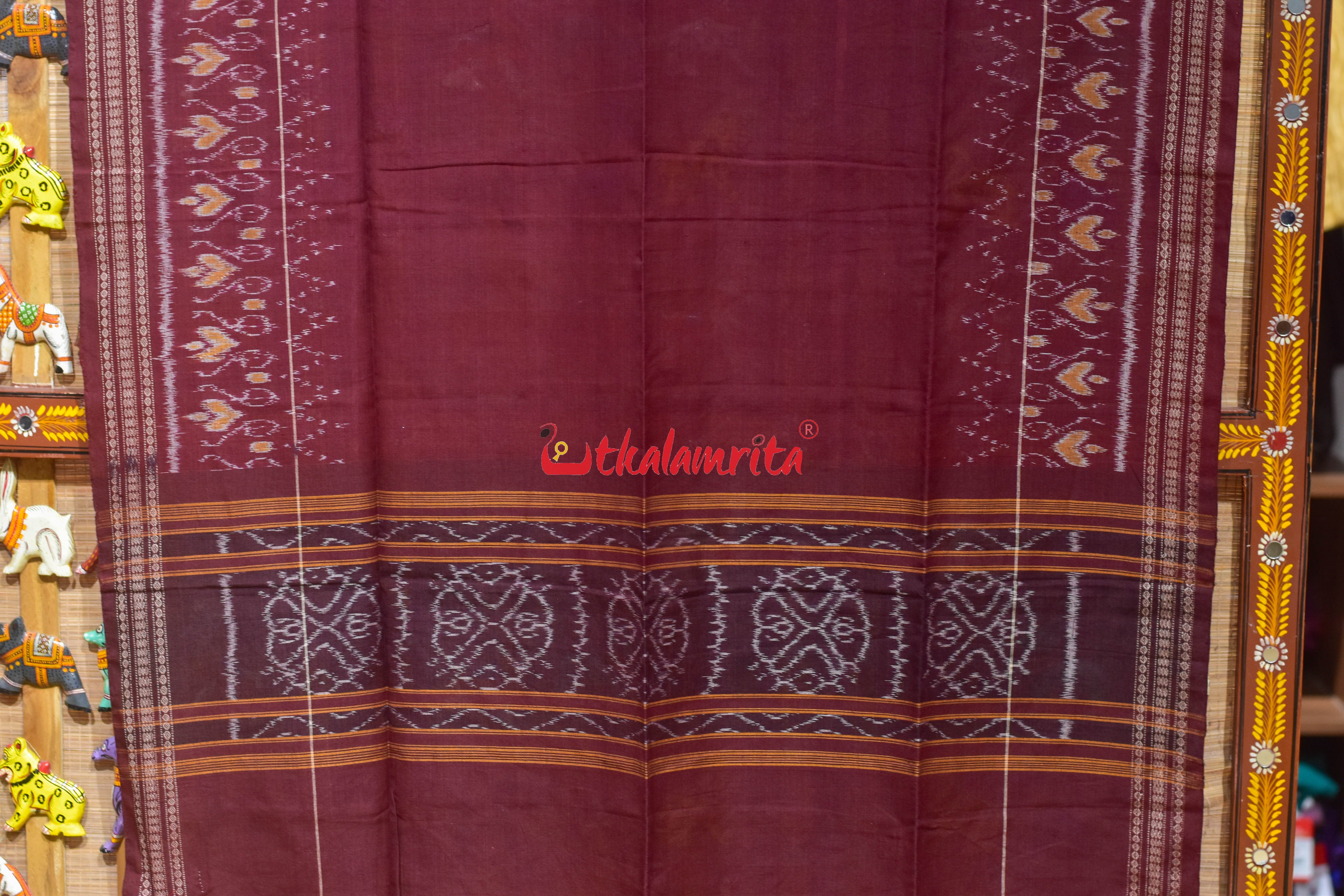 Maroon with Heart Border Cotton (Dupatta)