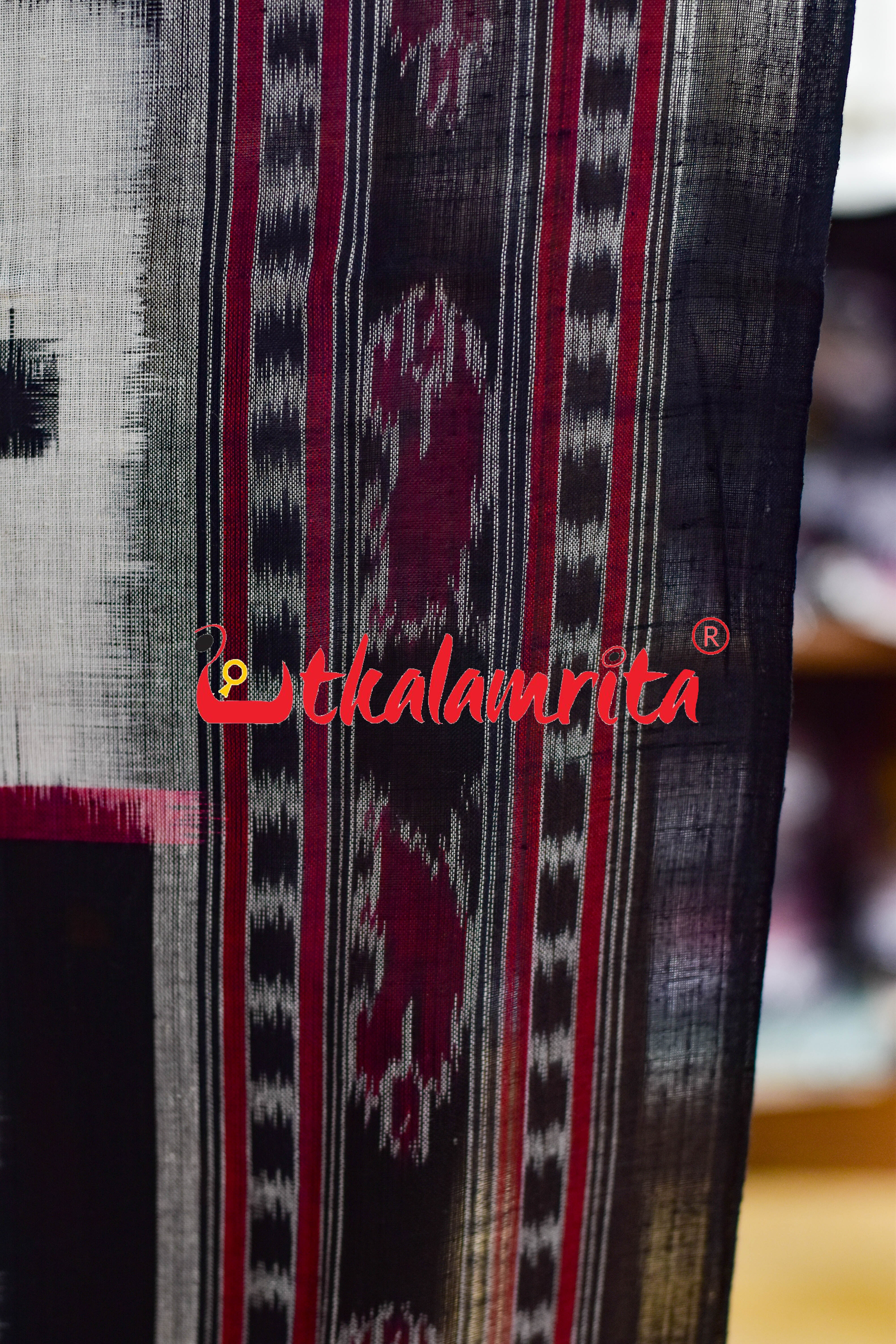 Contrast Bichitrapuri Black Border Sambalpuri (Dupatta)