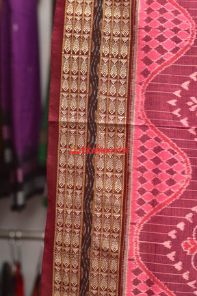 Pink Flowers Body Bandha Sambalpuri Cotton Saree