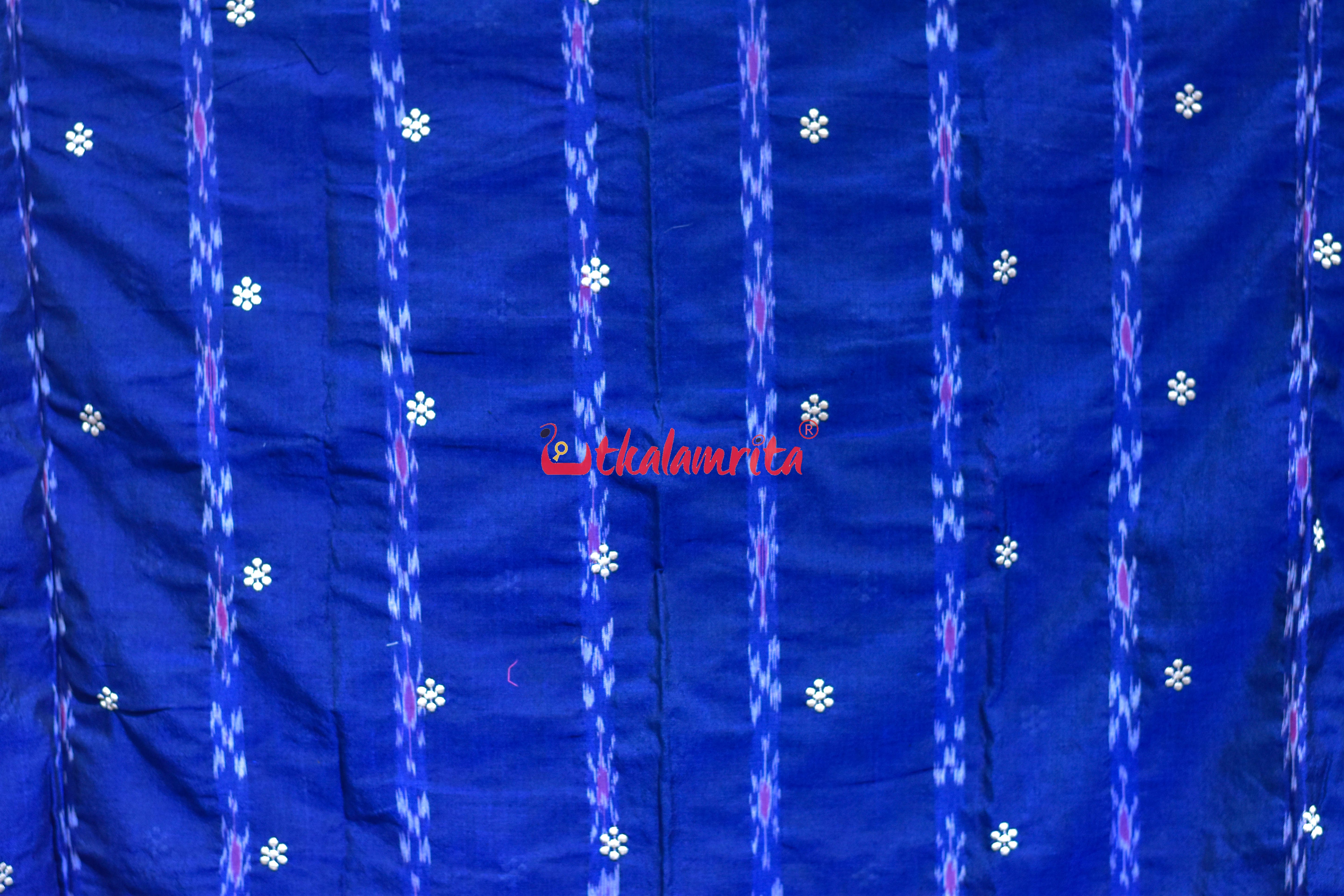 Light Blue Maroon Simple Pasapali Flower Dress Set