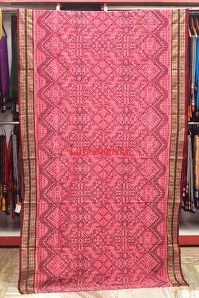 Pink Flowers Body Bandha Sambalpuri Cotton Saree