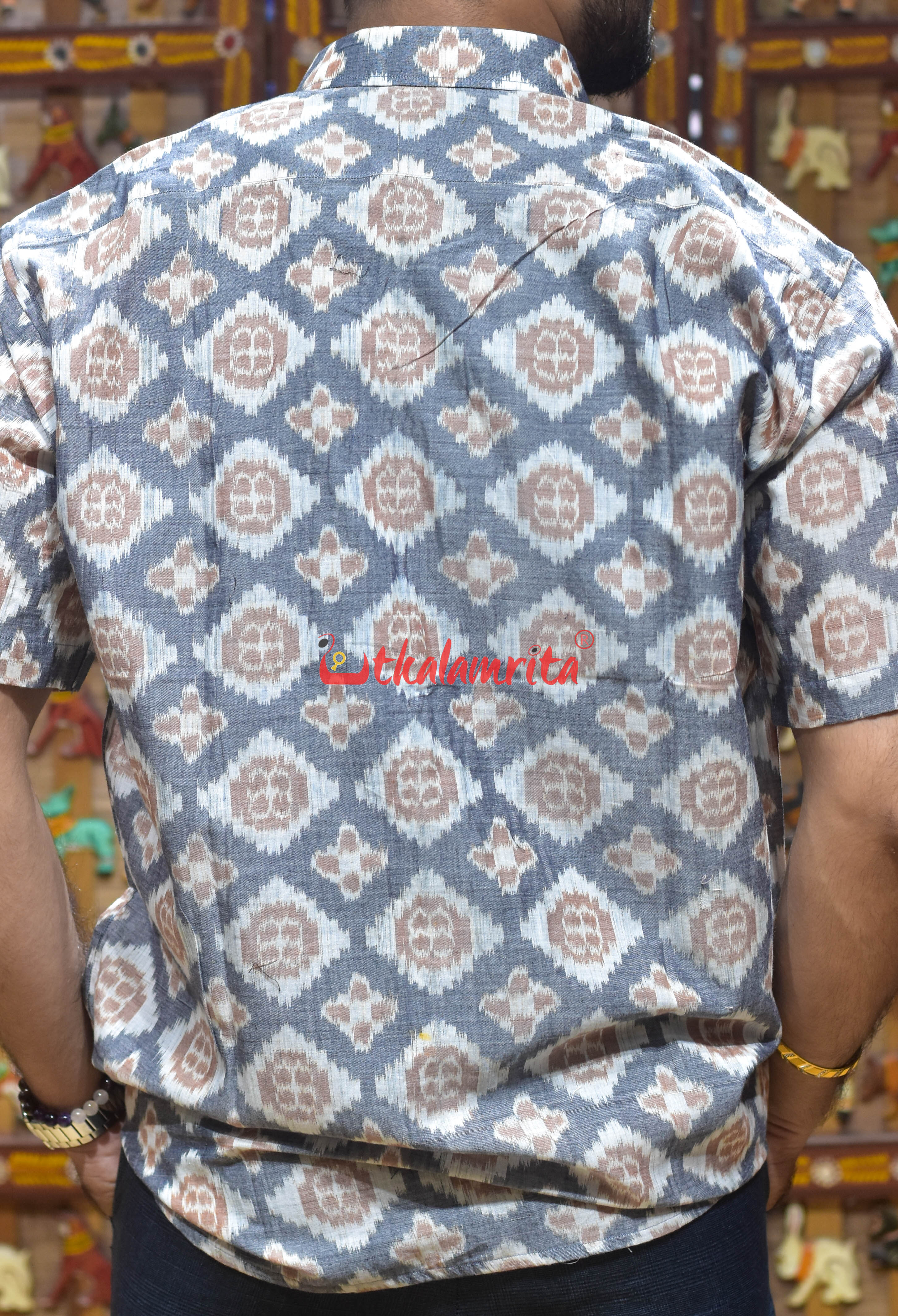 Grey Flower Pasapali (Men's Half Shirt)