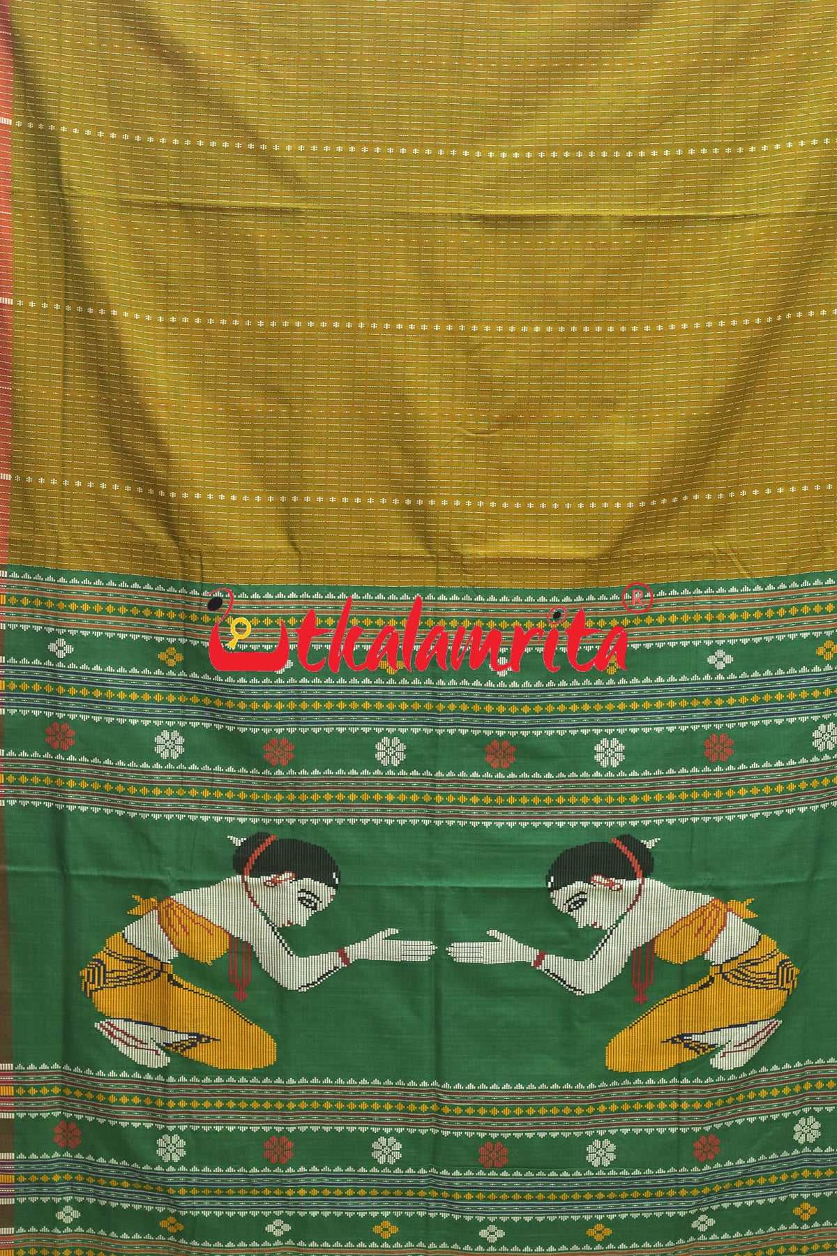 Golden Dhalapathar Double Arghya Cotton Saree