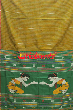 Golden Dhalapathar Double Arghya Cotton Saree