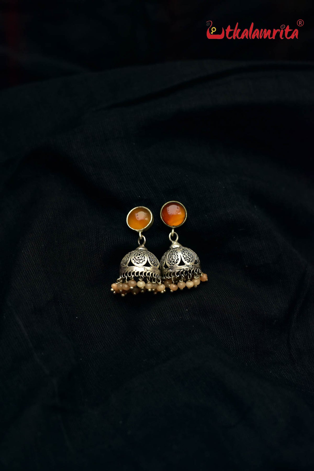 Orange Filigree Jhumka (Earring Tops)