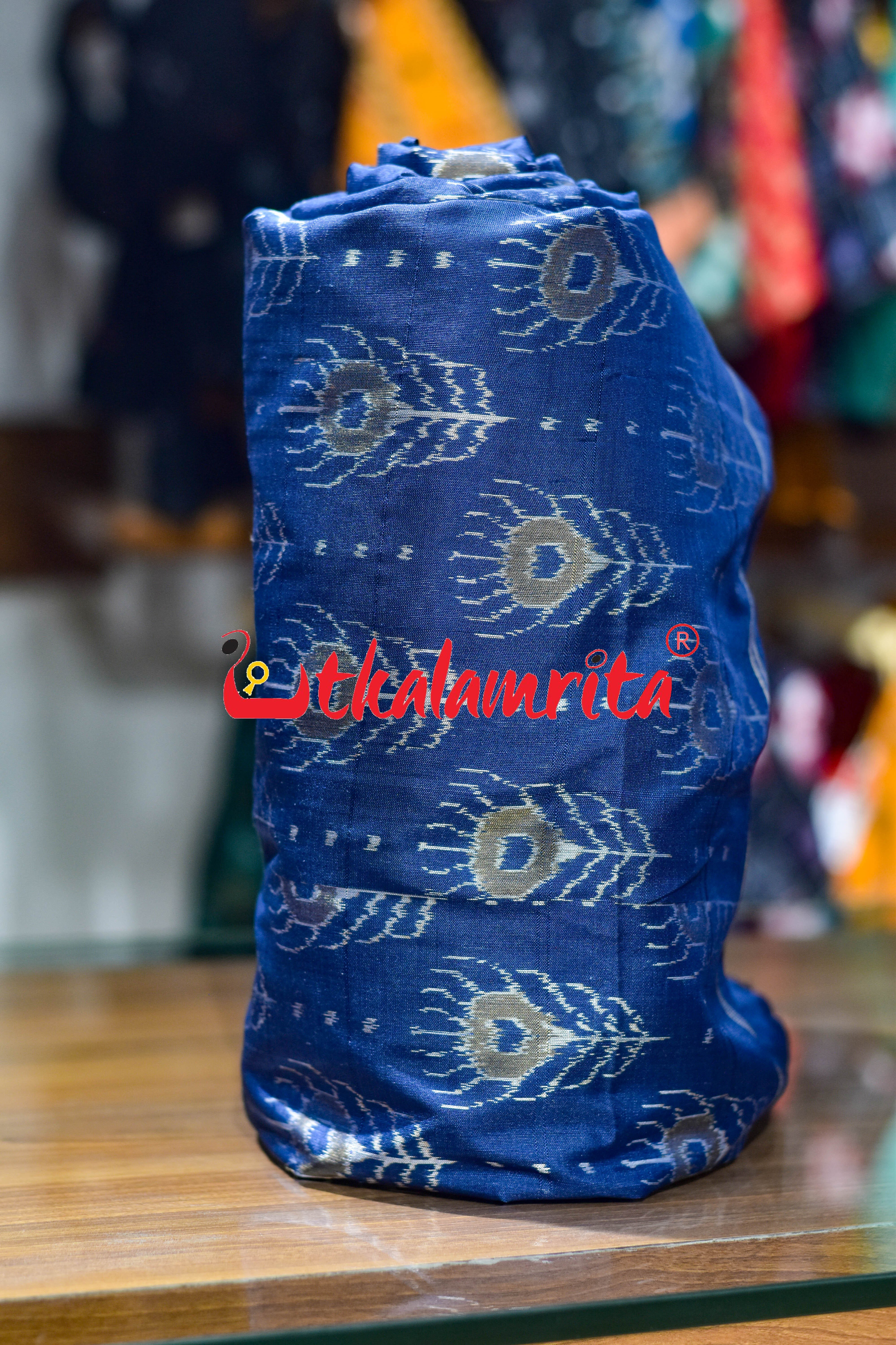 Royal Blue Mayurapucha Sambalpuri Silk (Fabric)
