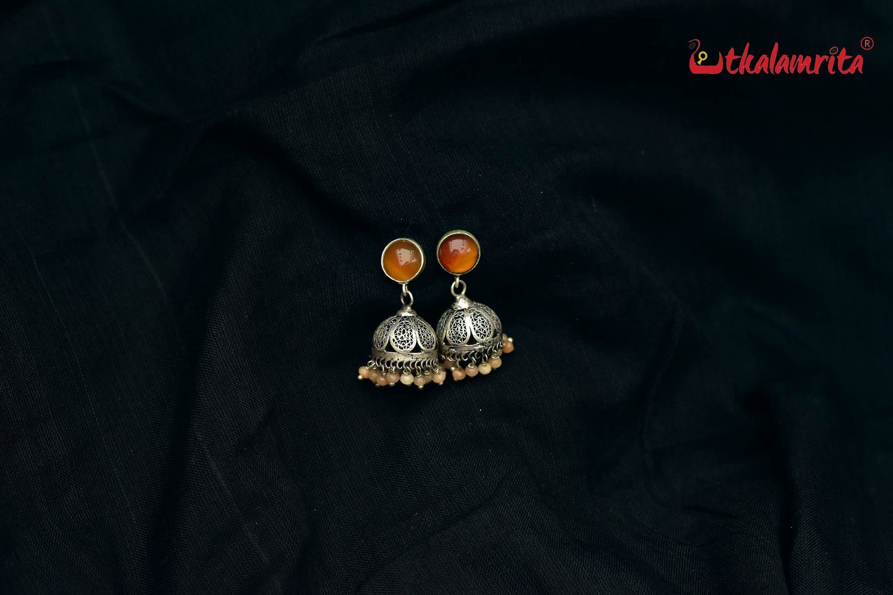 Orange Filigree Jhumka