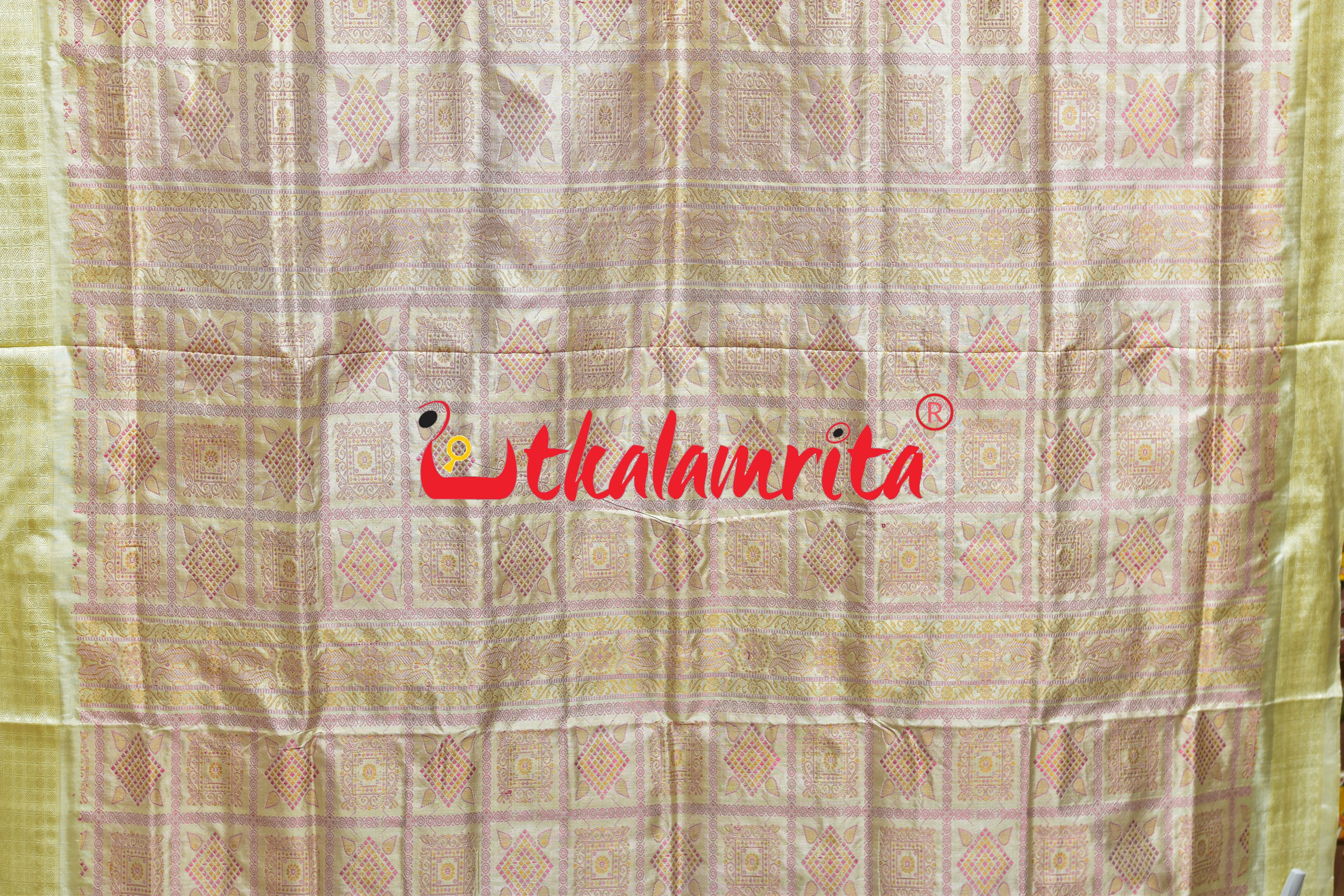 Rani Pink Off White Tribal Bomkai Silk Saree